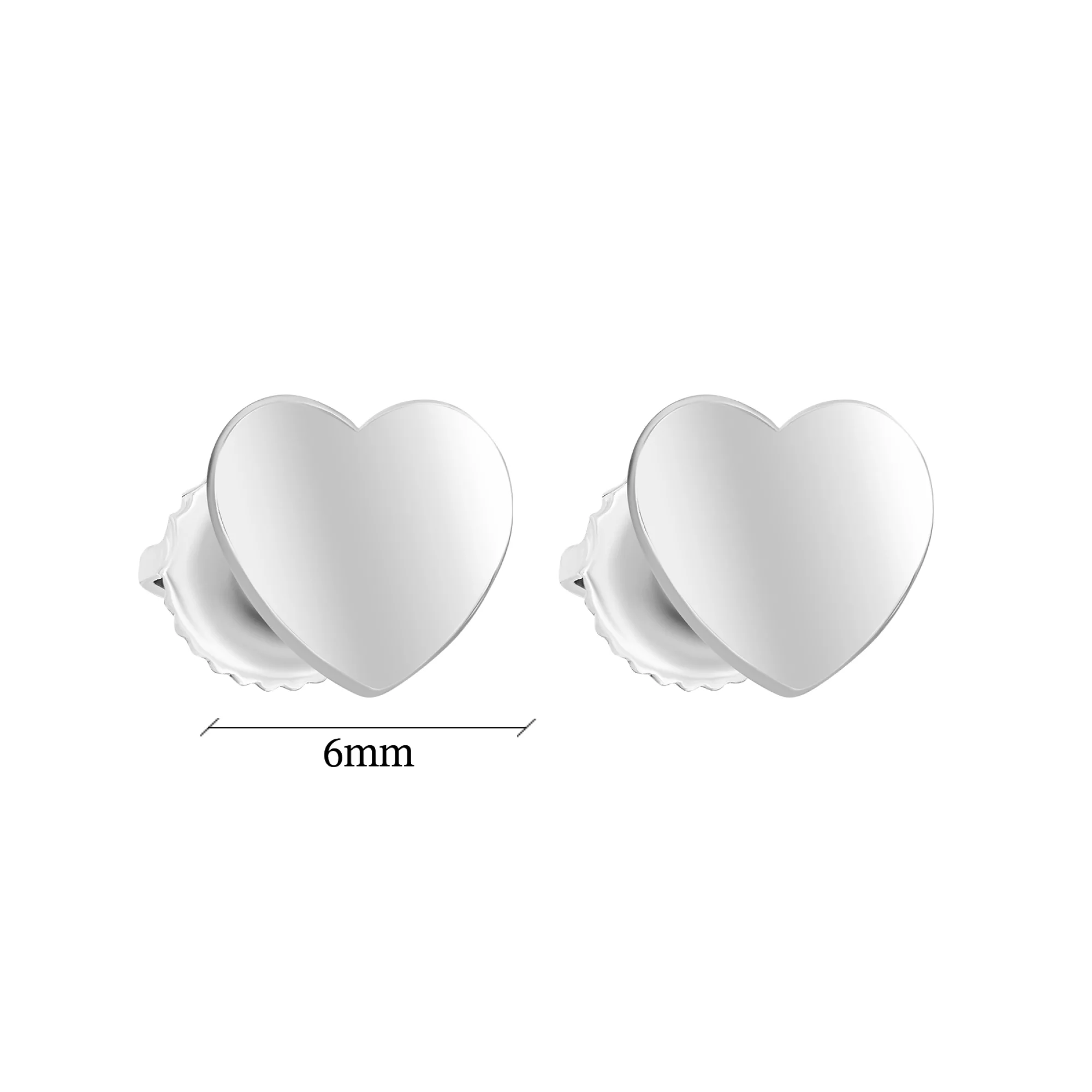Сережки-гвоздики срібні з формою сердечка - 1599241 – зображення 3