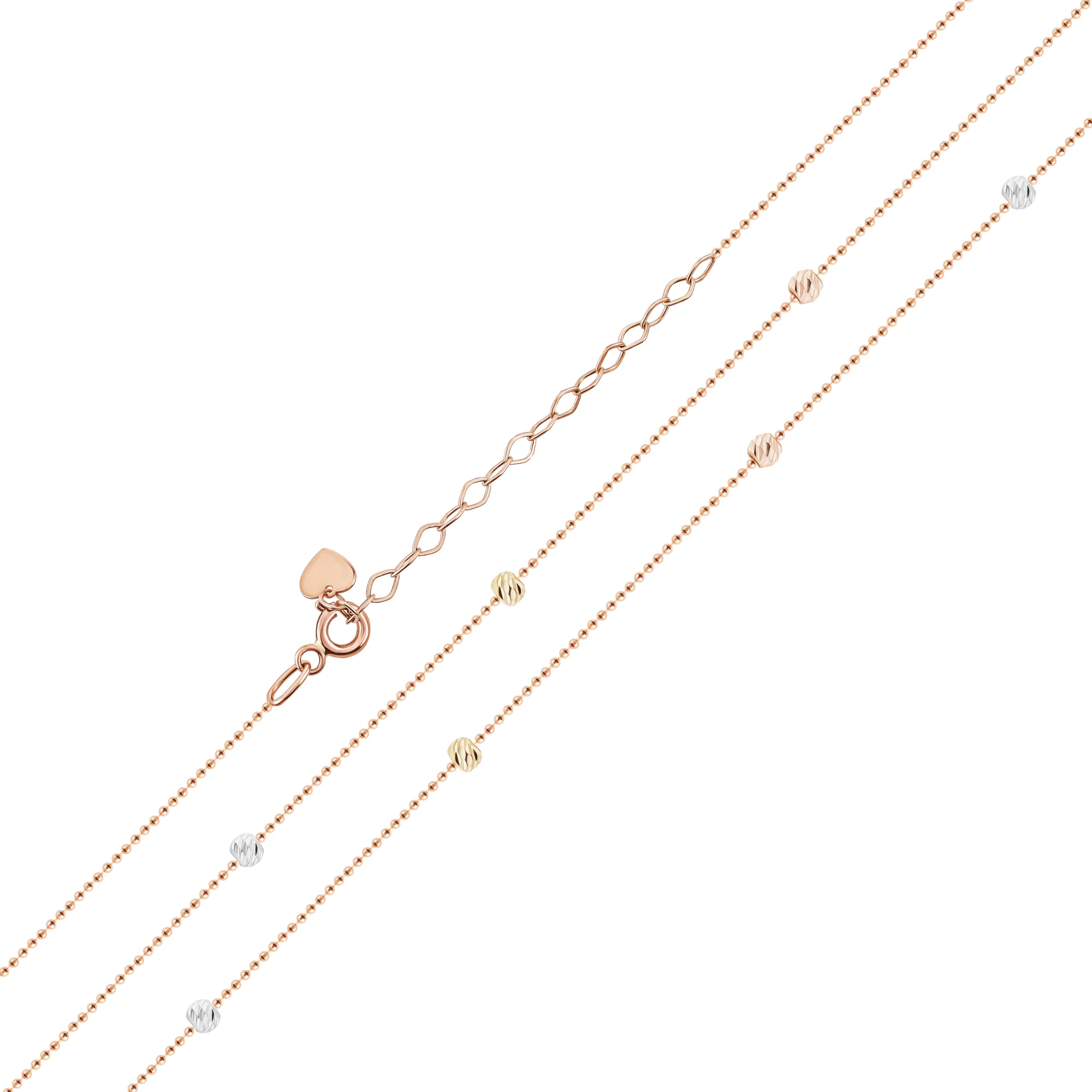 Колье "Шарики" из комбинированного золота плетение гольф - 2188667 - 1