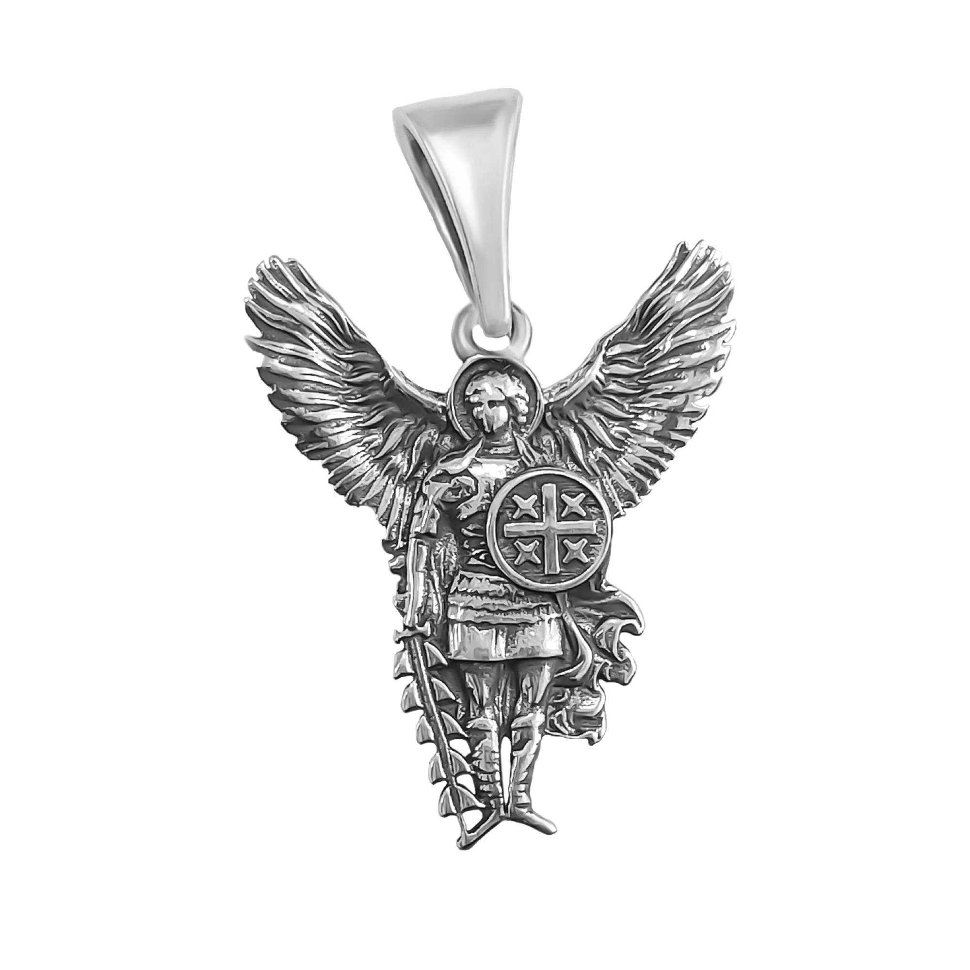Серебряный подвес "Архангел Михаил" с чернением - 1575303 – изображение 1