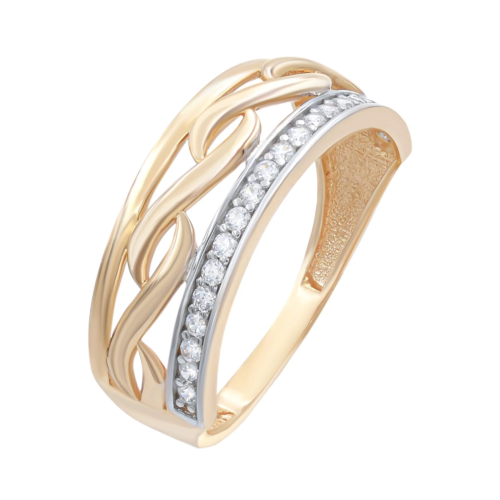 Золотое кольцо с фианитом - 521633 – изображение 3