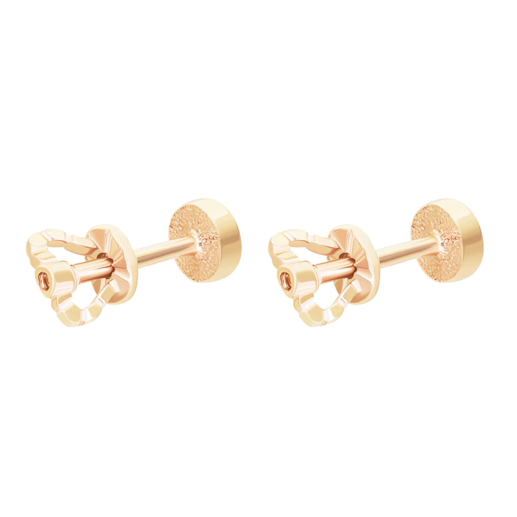 Сережки-гвоздики с фианитом из красного золота - 1562425 – изображение 4