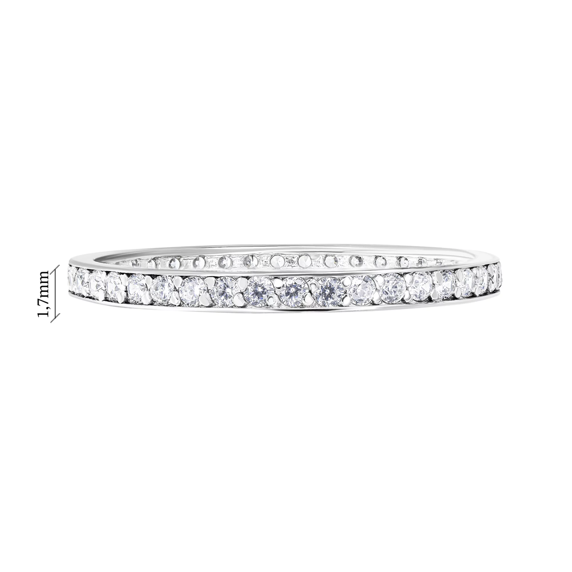 Тонкое серебряное кольцо с дорожкой фианита - 1593741 – изображение 3