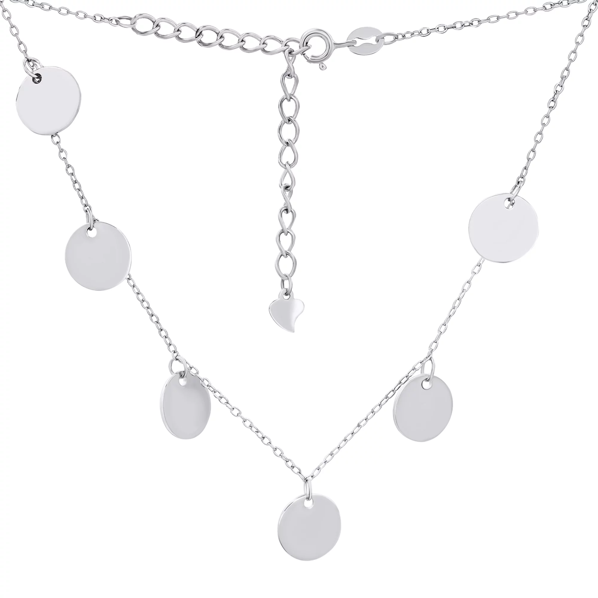 Колье из серебра с подвесными монетками якорное плетение - 1548222 – изображение 2