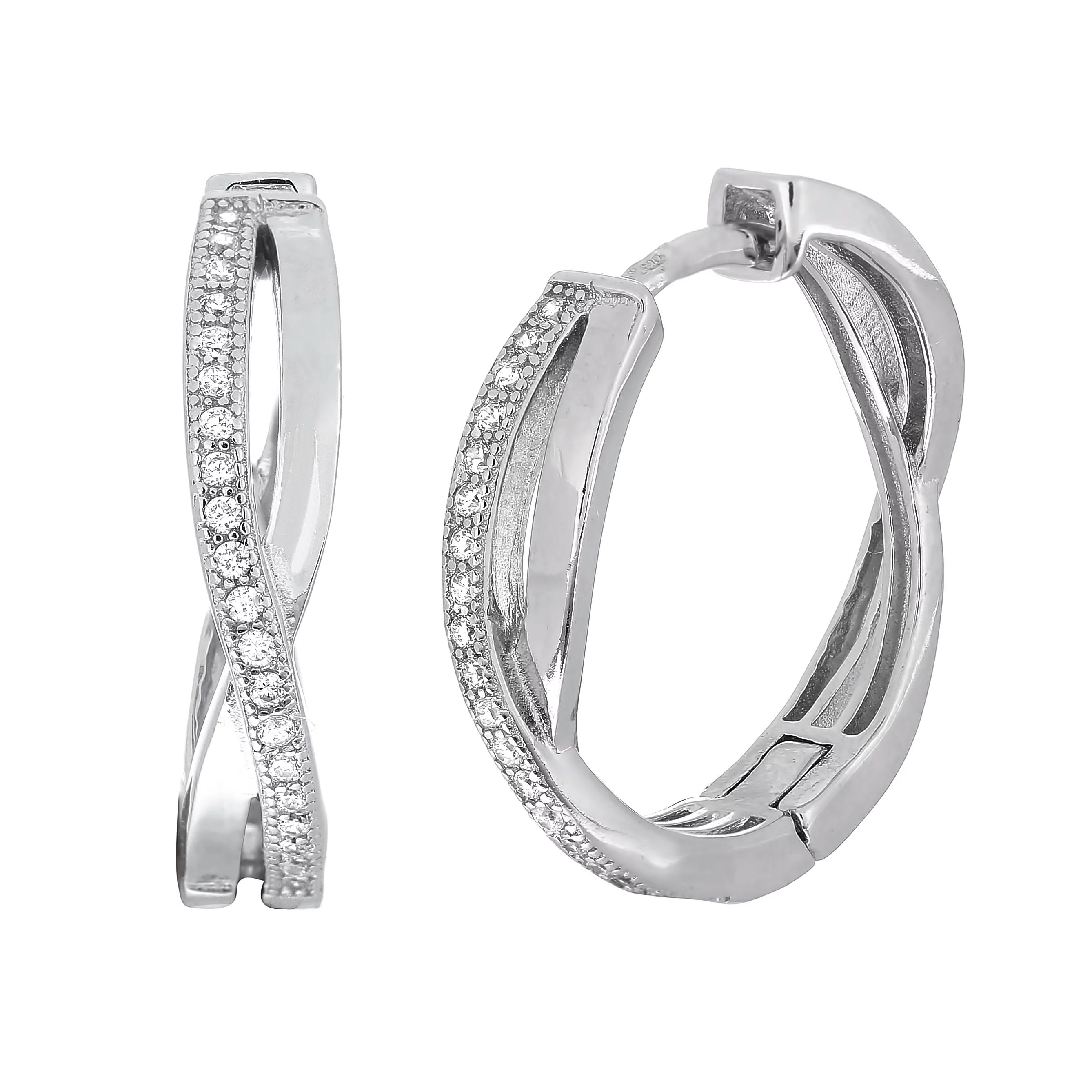 Сережки-кольца серебряные с фианитами. Артикул 7502/СК2Ф/231: цена, отзывы, фото – купить в интернет-магазине AURUM