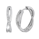 Сережки-кольца серебряные с фианитами - 379815