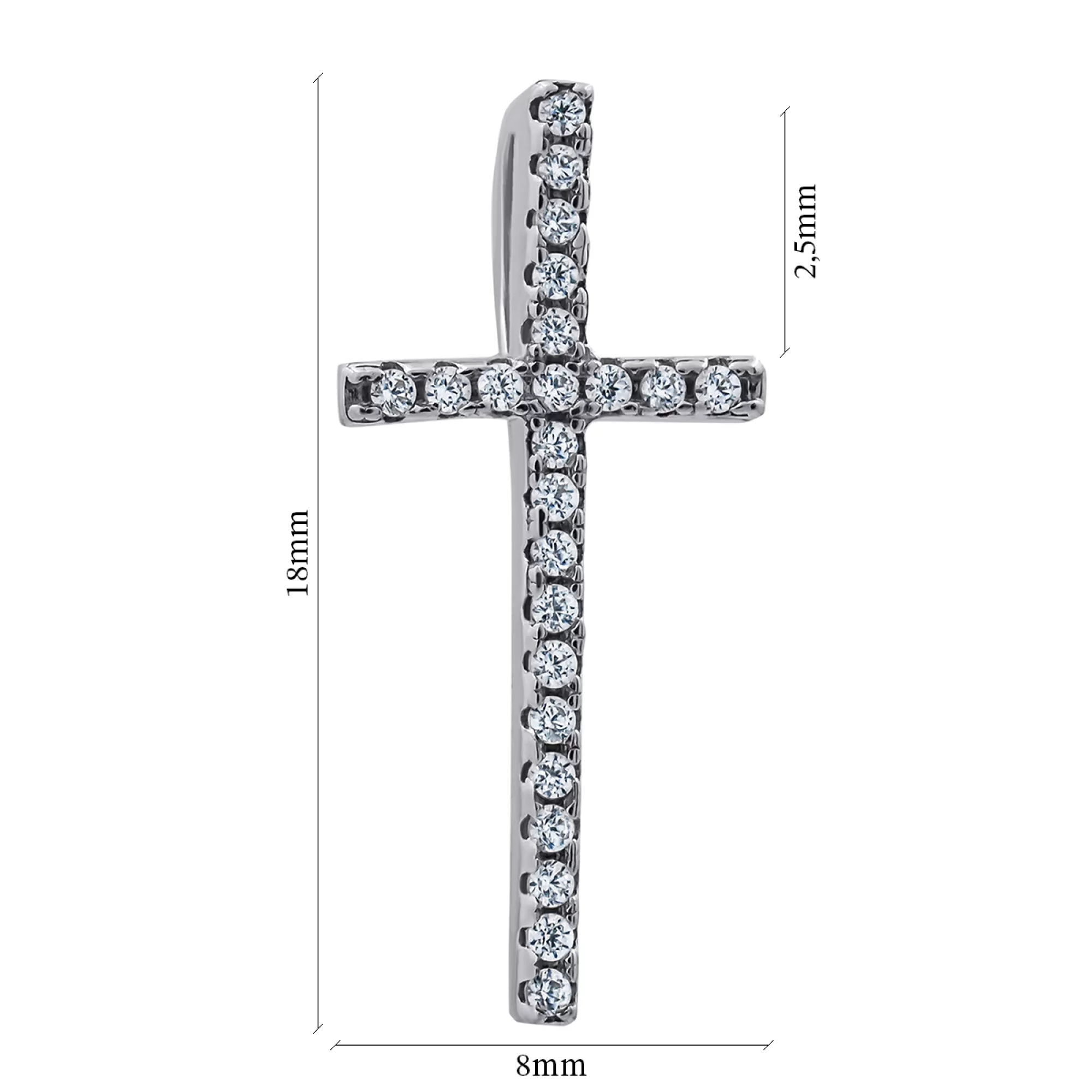 Хрестик срібний з фіанітом - 1269045 – зображення 2