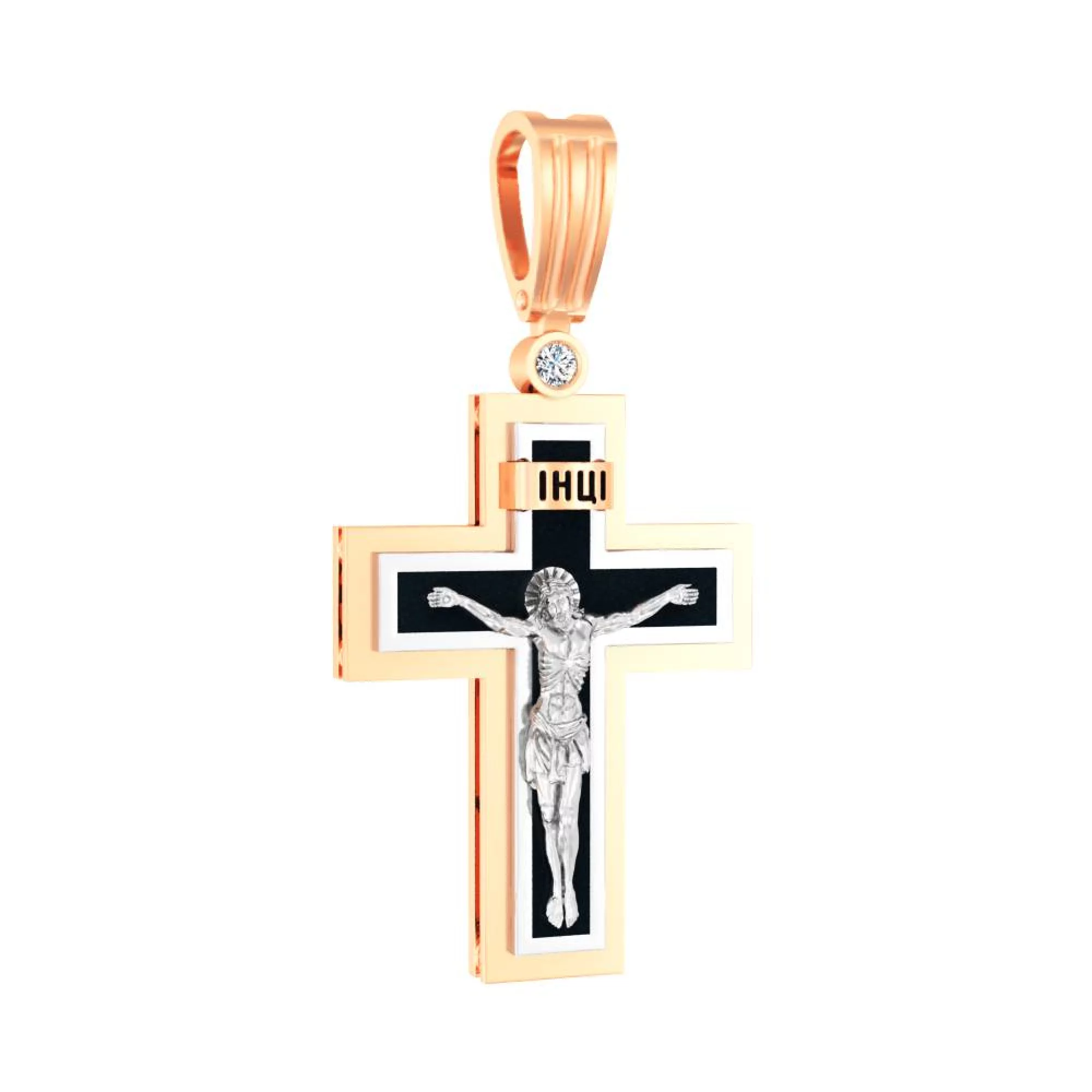 Крестик из белого и красного золота - 474575 – изображение 1
