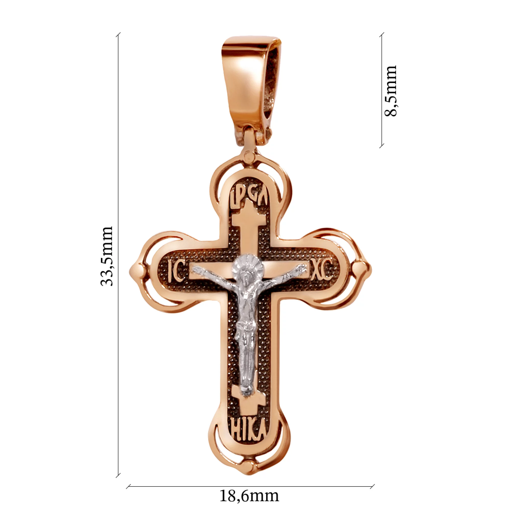 Крестик из комбинированного золота с чернением - 965330 – изображение 3