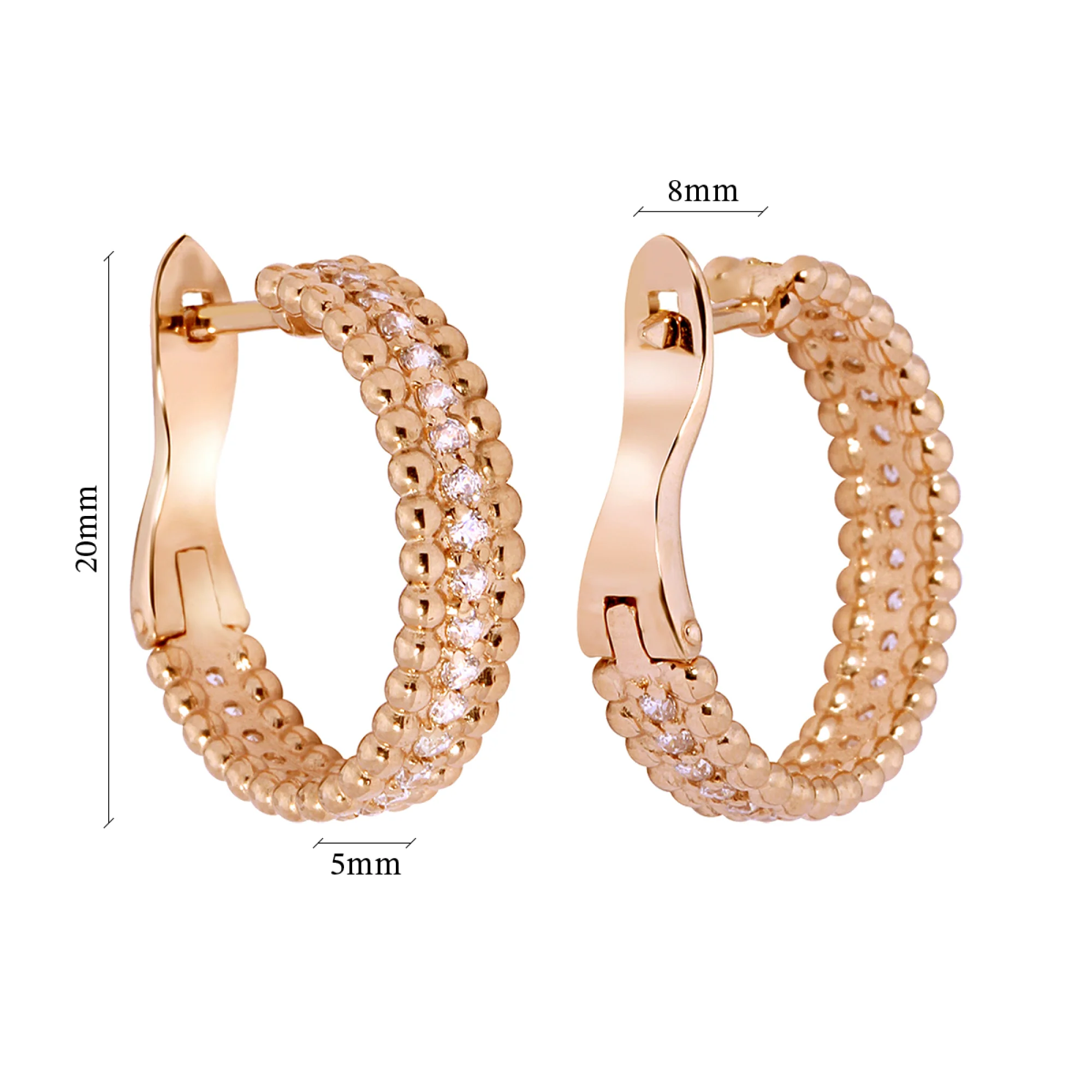 Сережки из красного золота с фианитами - 952544 - 3