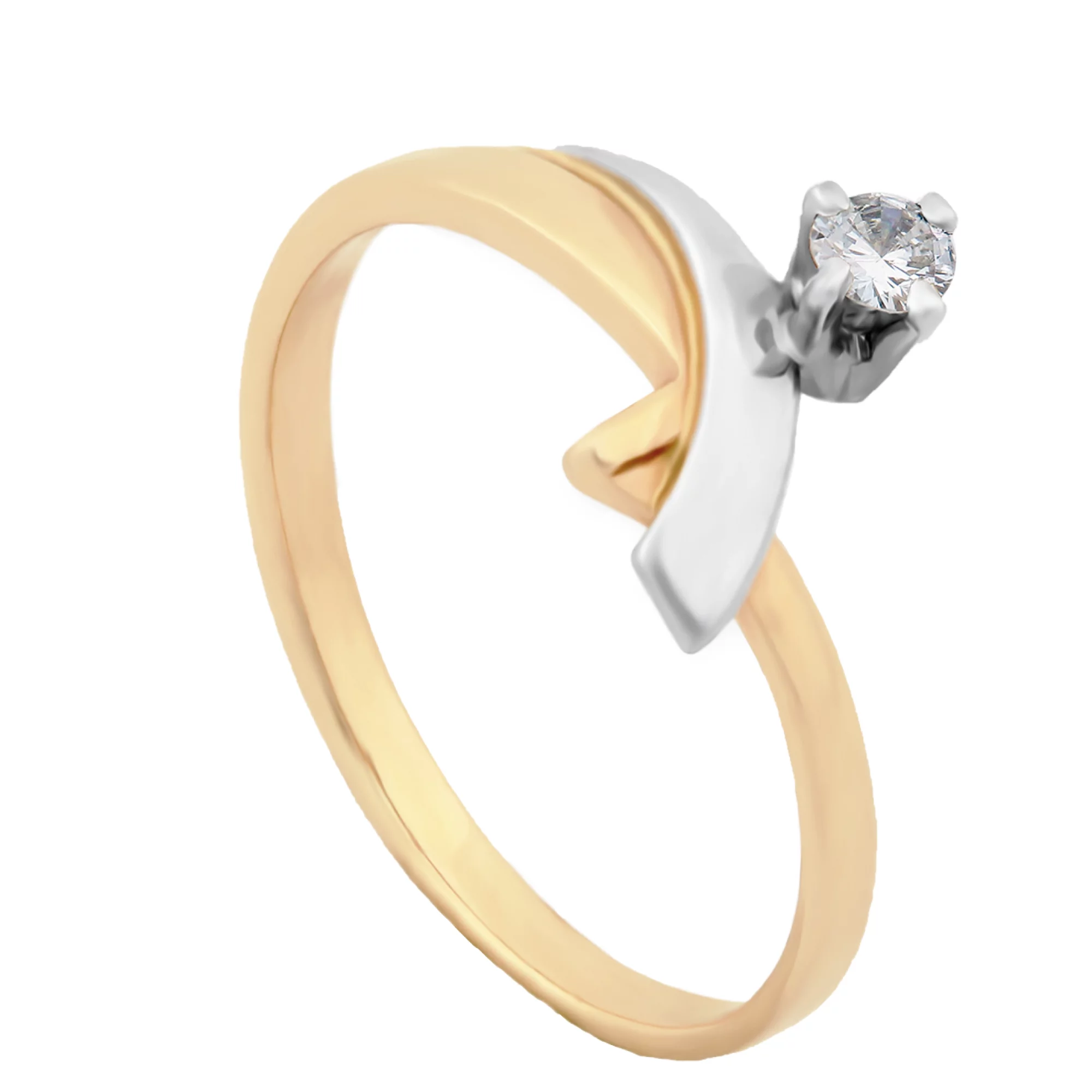 Золотое кольцо с бриллиантом - 521263 – изображение 1
