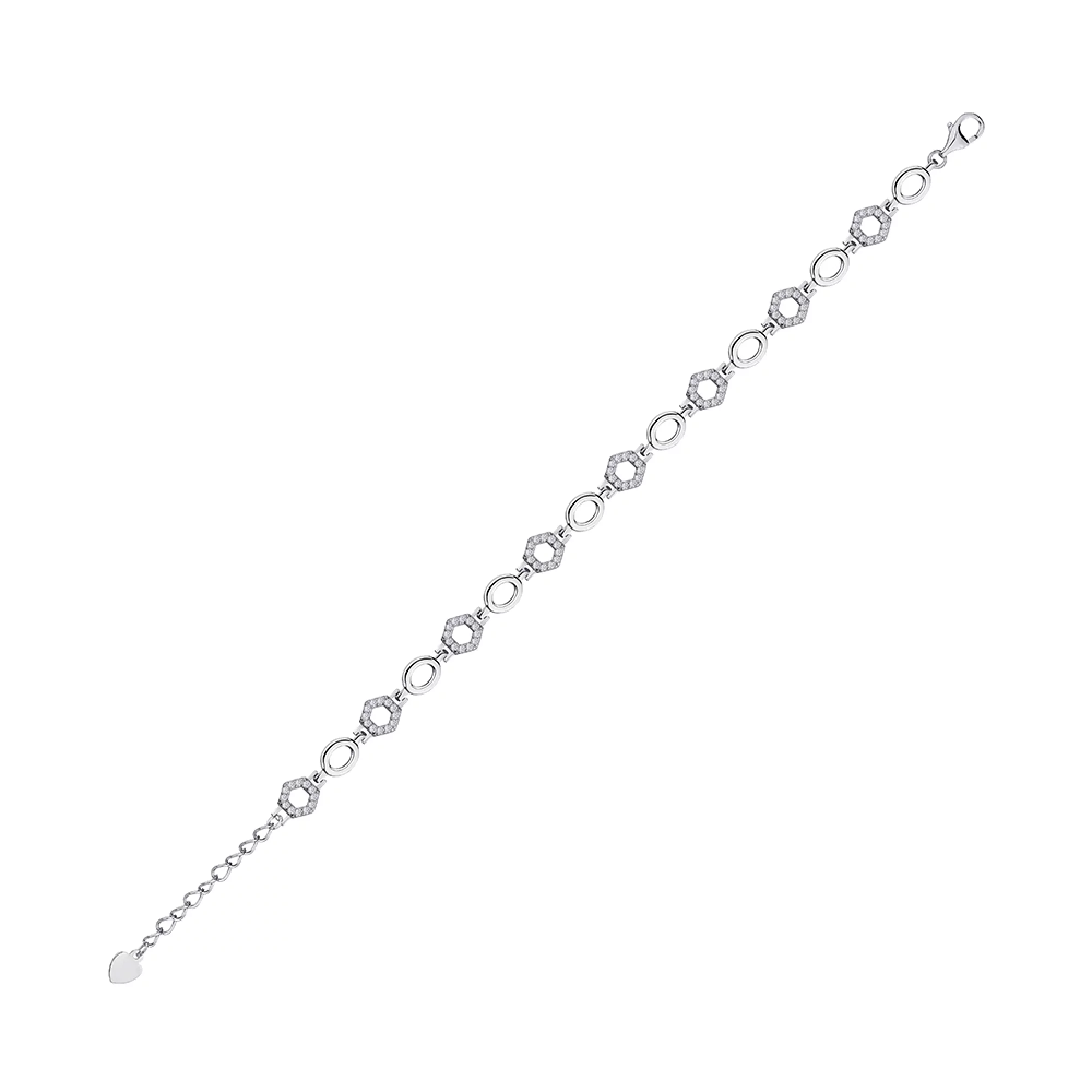 Браслет из серебра с фианитом Фантазийное плетение - 1294708 – изображение 1