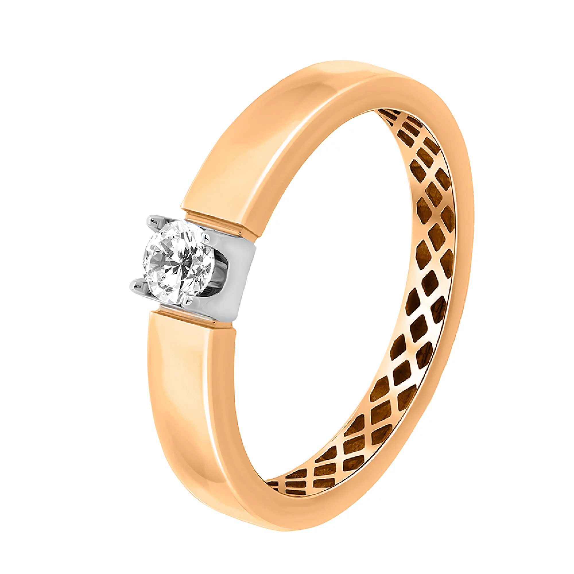 Золотое кольцо с фианитом - 482941 – изображение 1