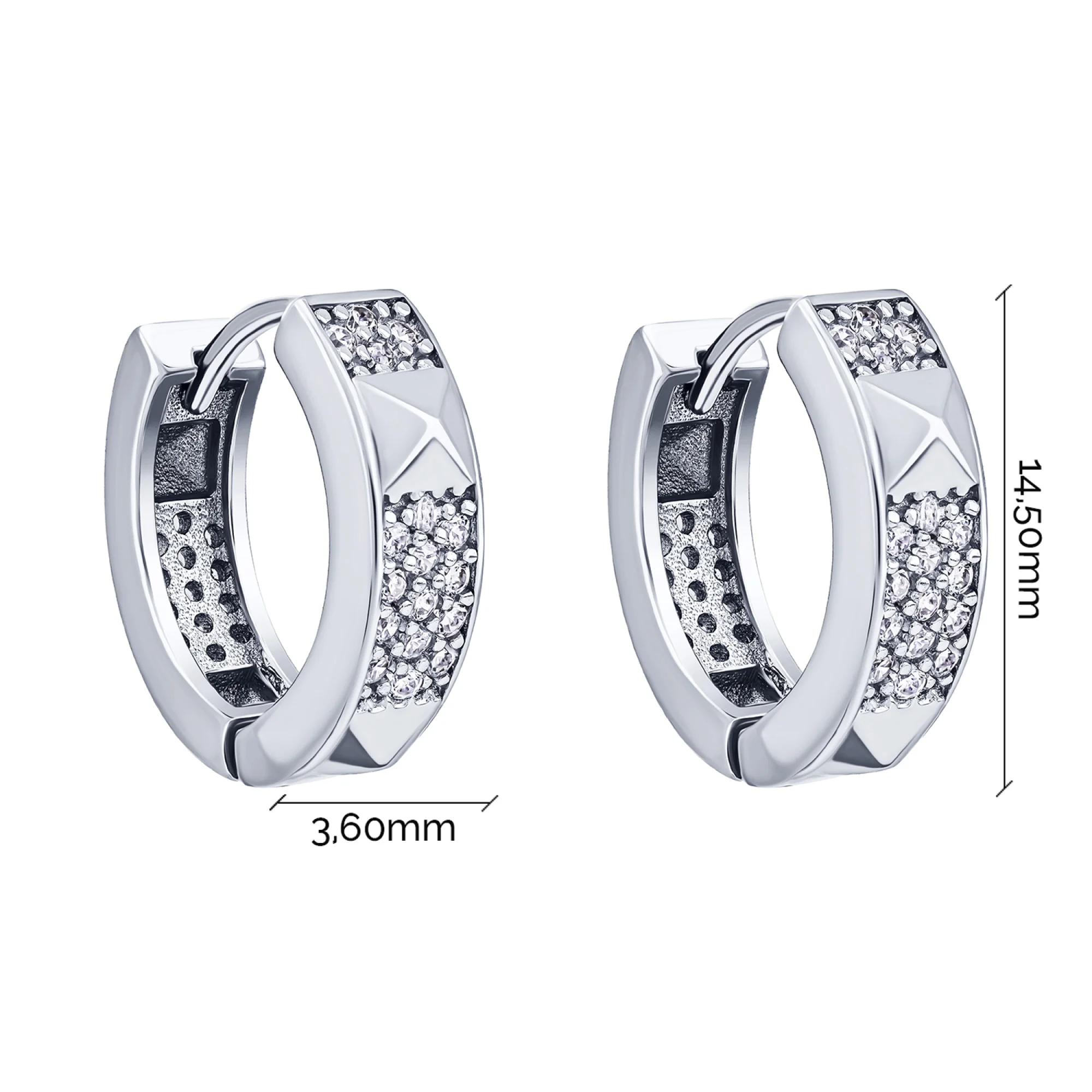 Серебряные серьги-кольца с фианитами - 2075671 - 3
