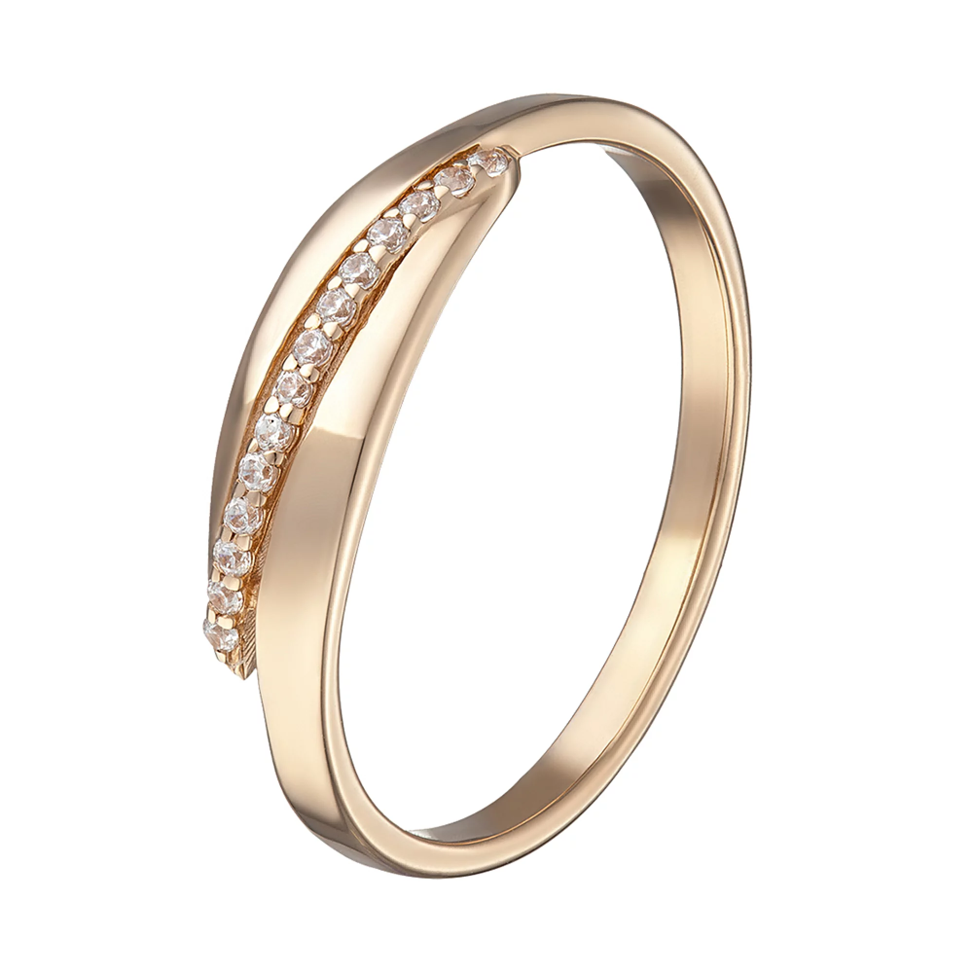 Золотое кольцо с фианитами - 538714 – изображение 1