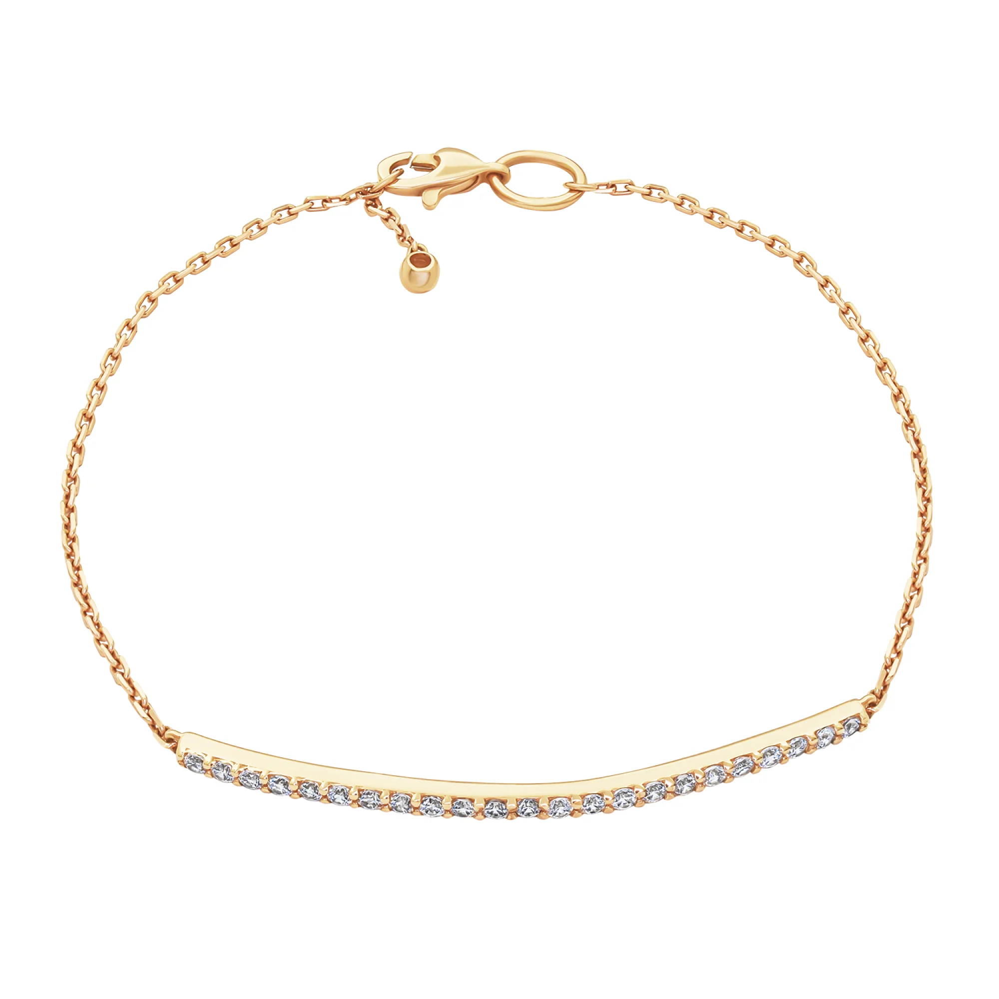 Браслет из красного золота с фианитами якорное плетение - 1585171 - 3