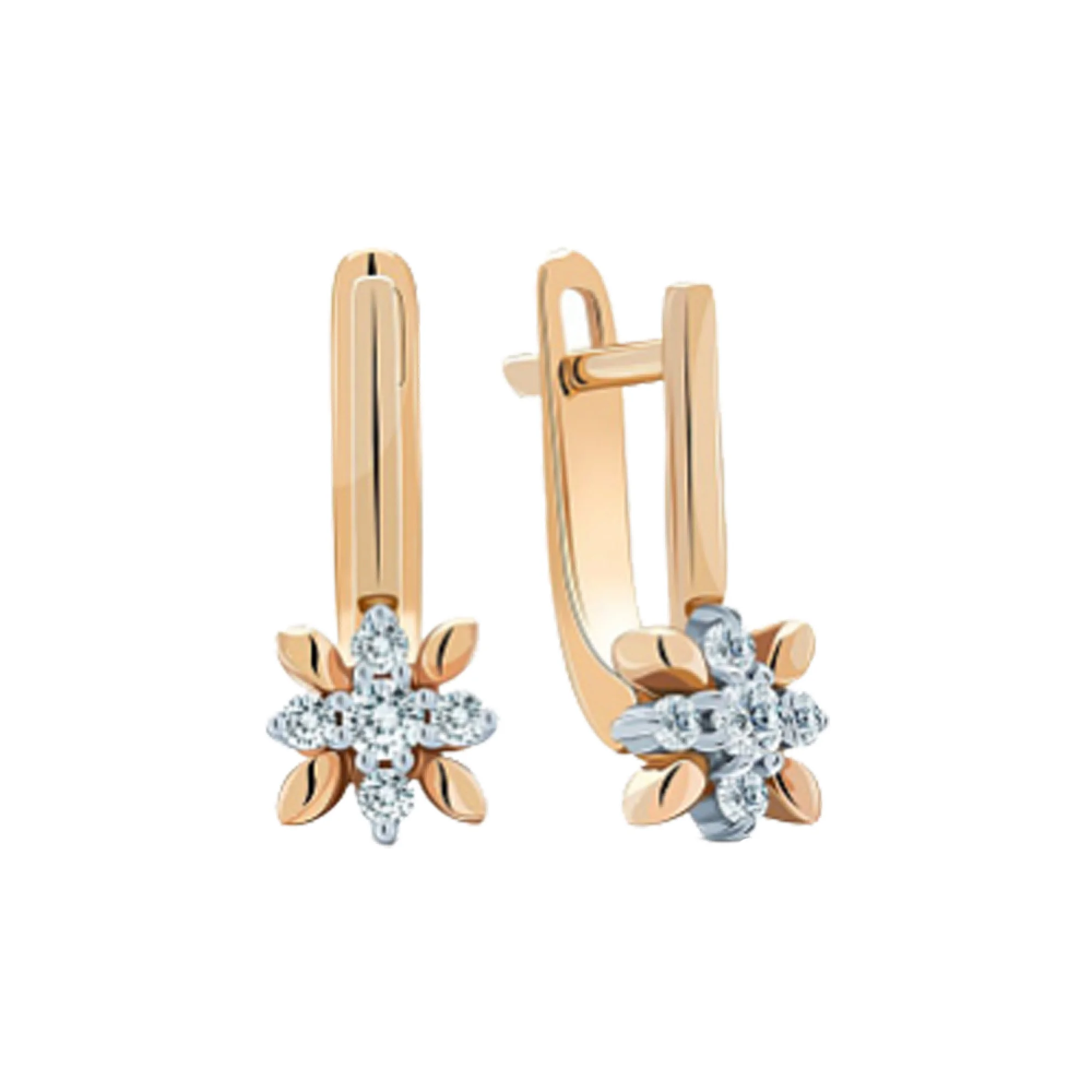 Сережки из красного золота с бриллиантами - 411620 - 1