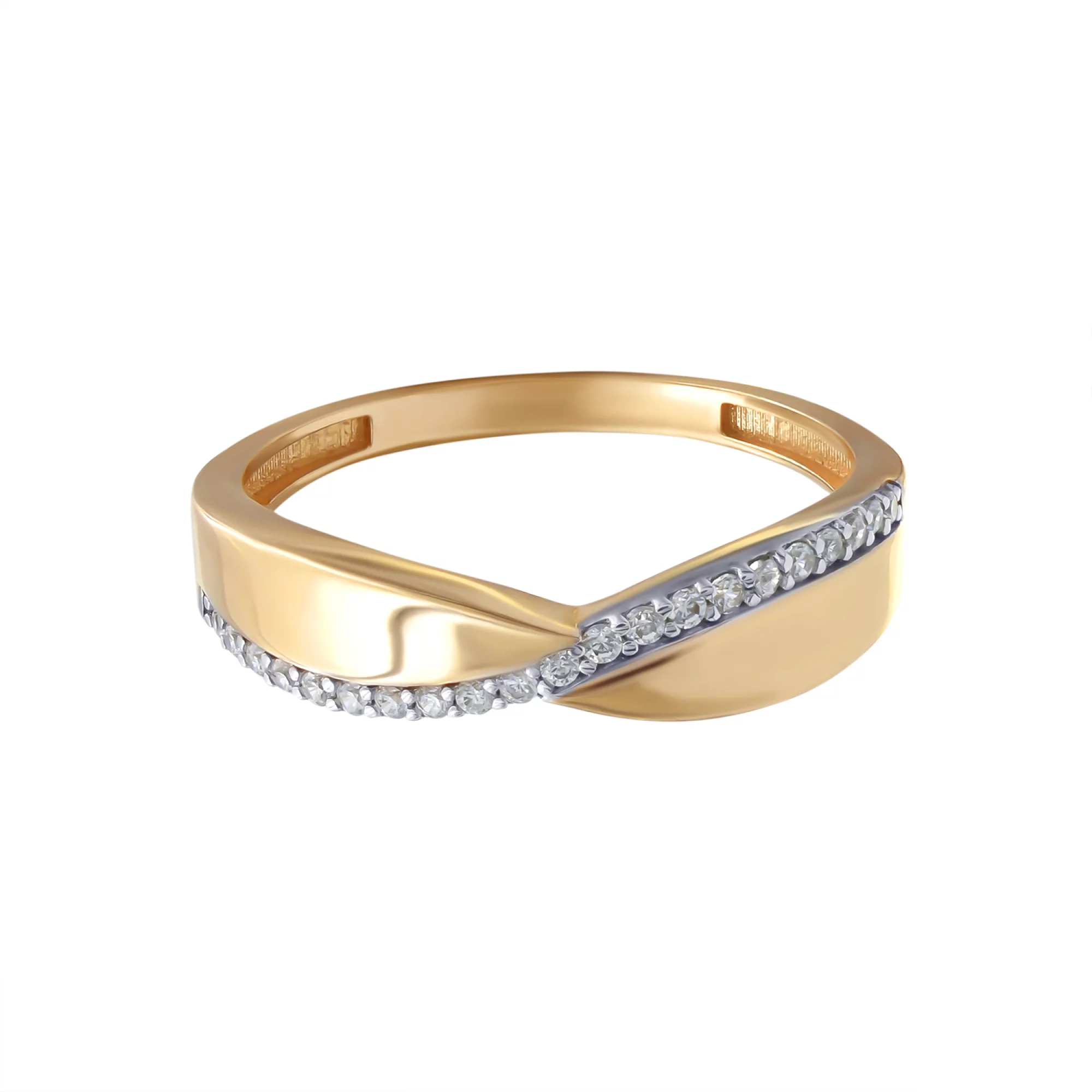 Золотое кольцо с фианитом - 521636 – изображение 1