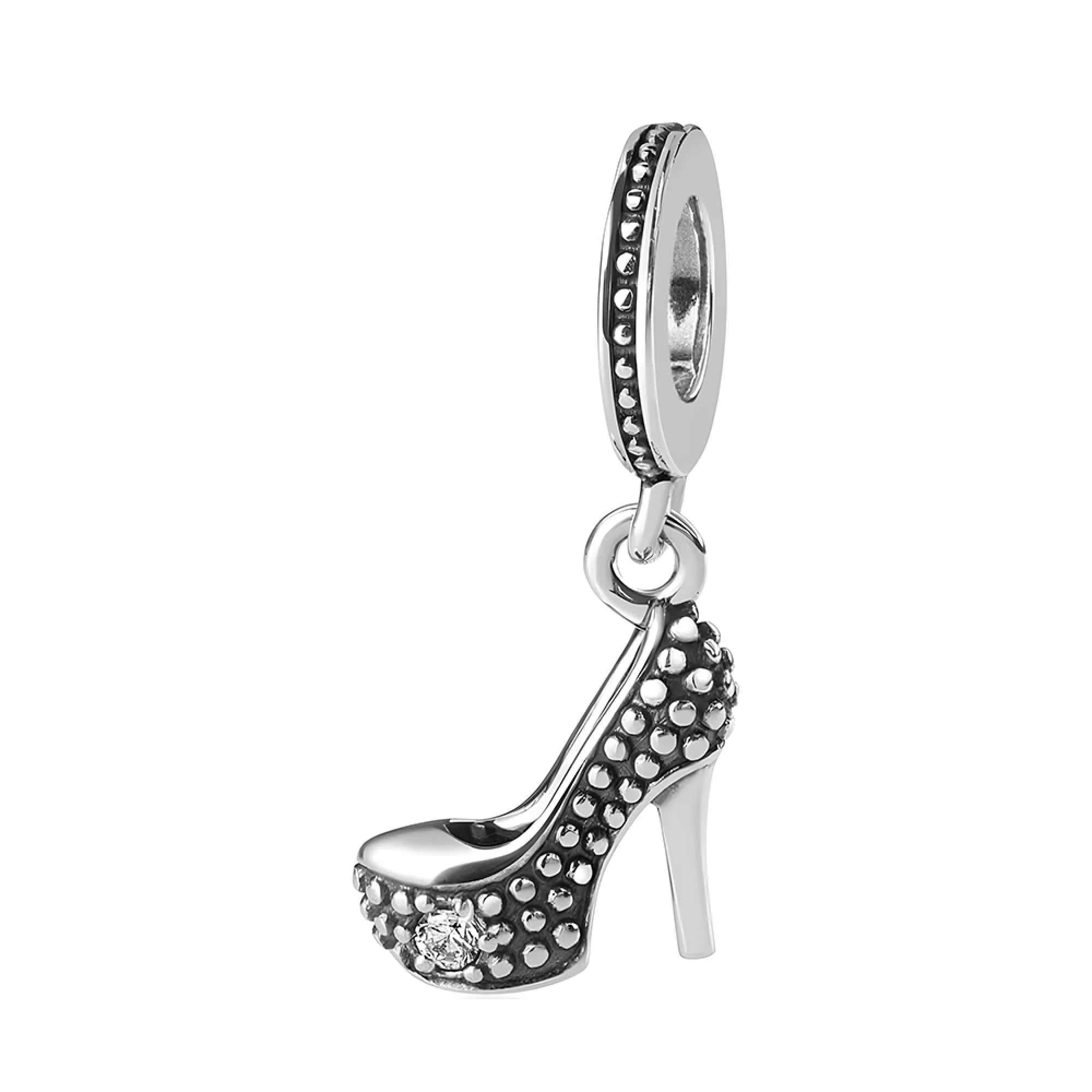 Серебряный шарм "Туфелька" с фианитами - 458207 - 1
