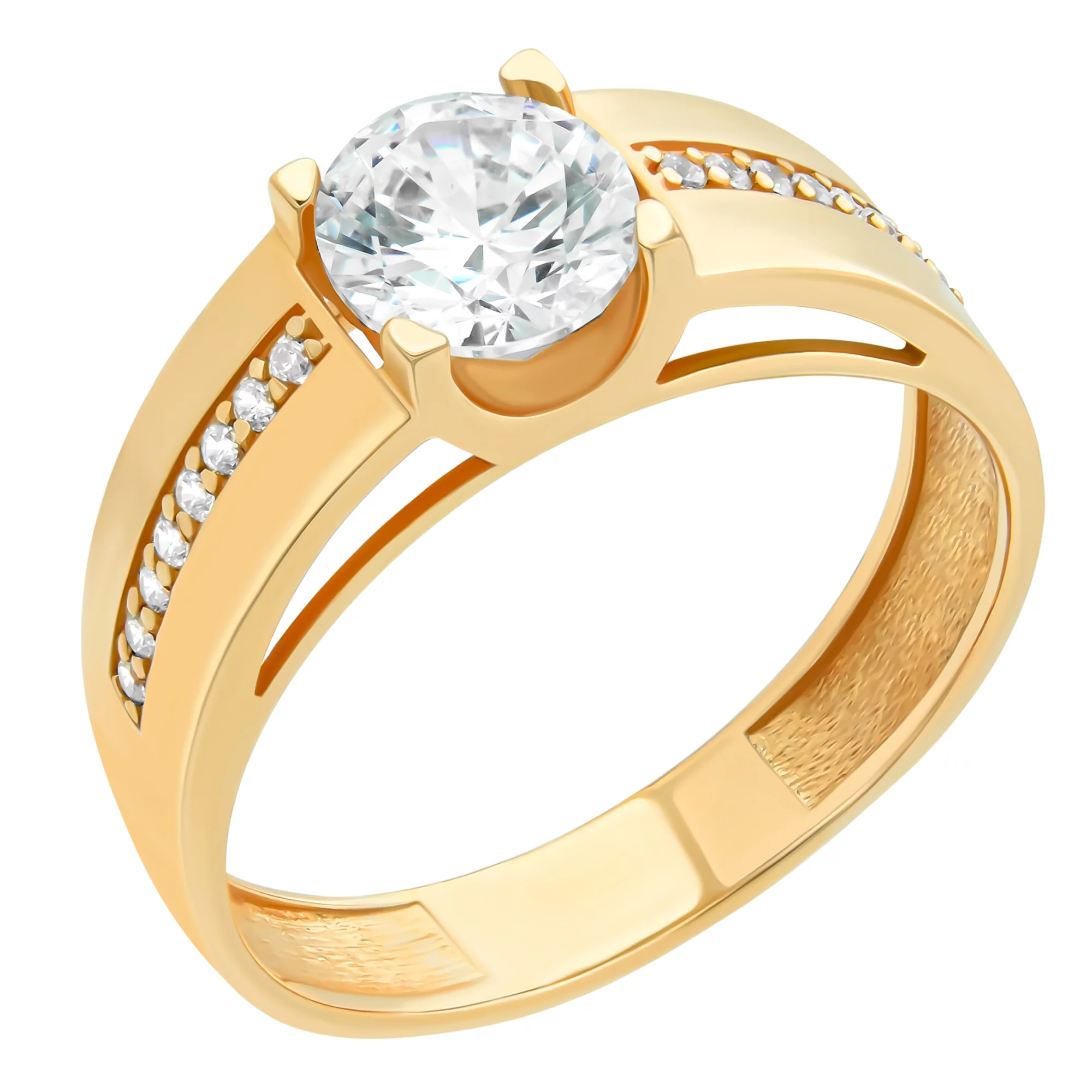 Золотое кольцо с фианитом - 521616 – изображение 1