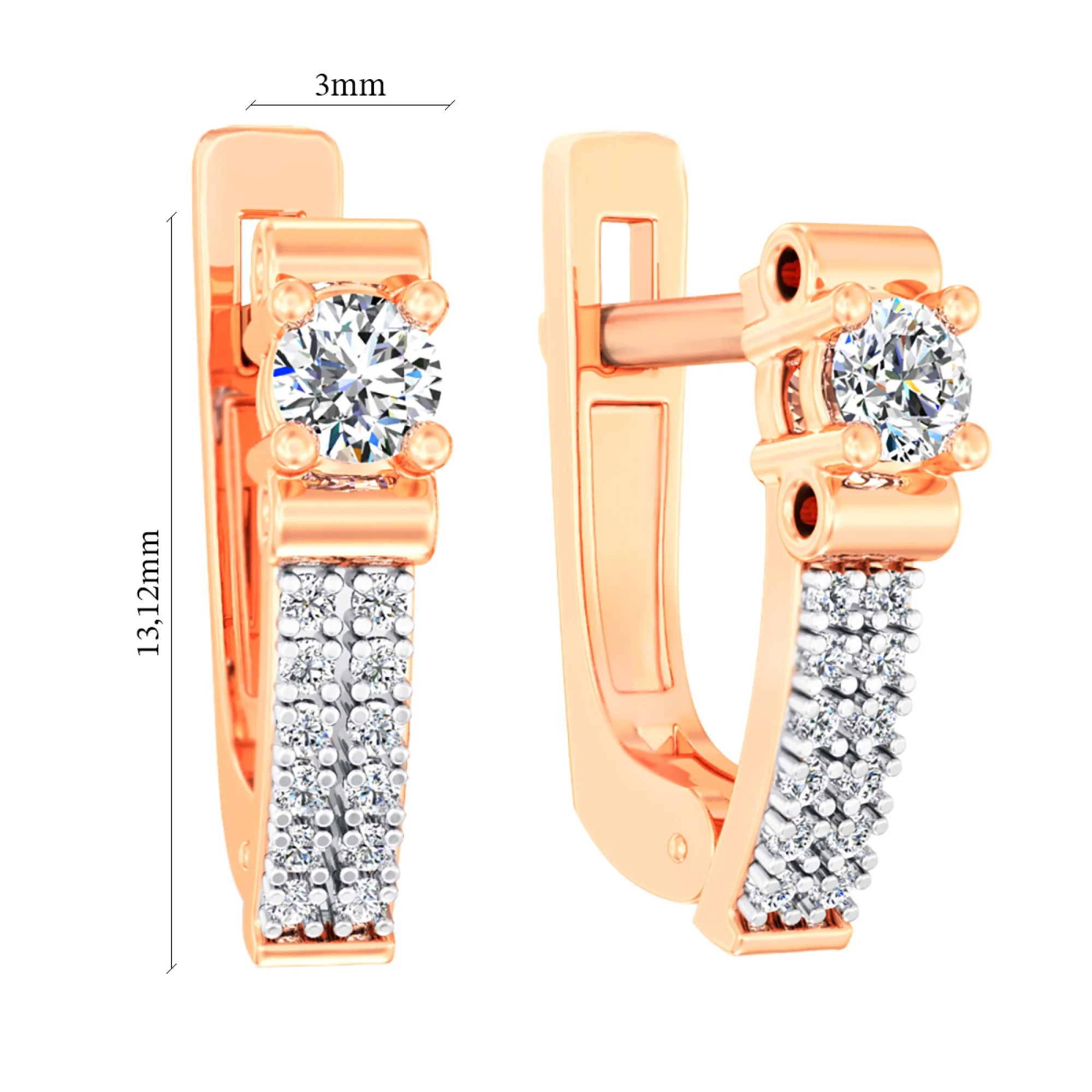 Сережки из красного золота с фианитами - 961394 - 2