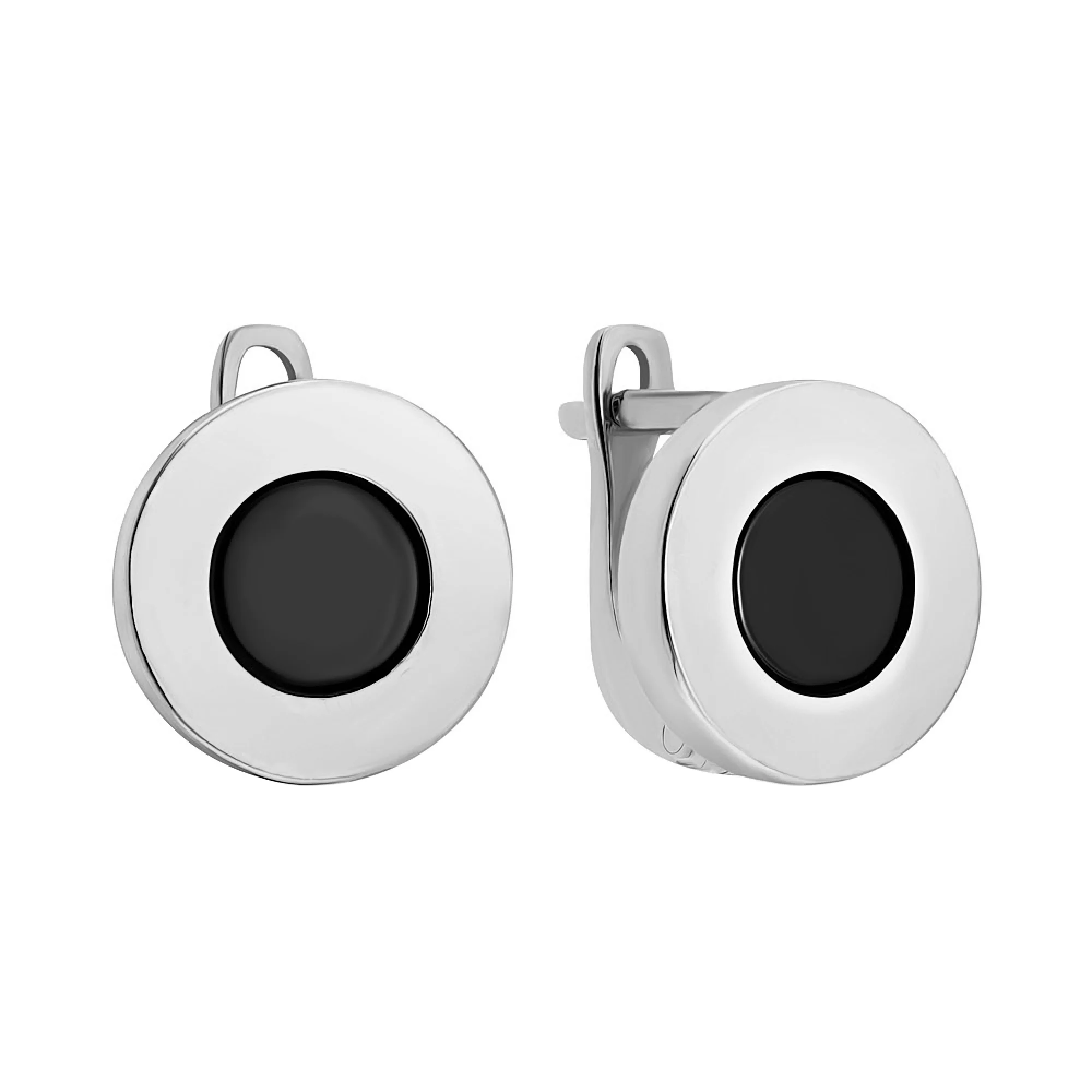 Сережки из белого золота с ониксом - 963397 - 1