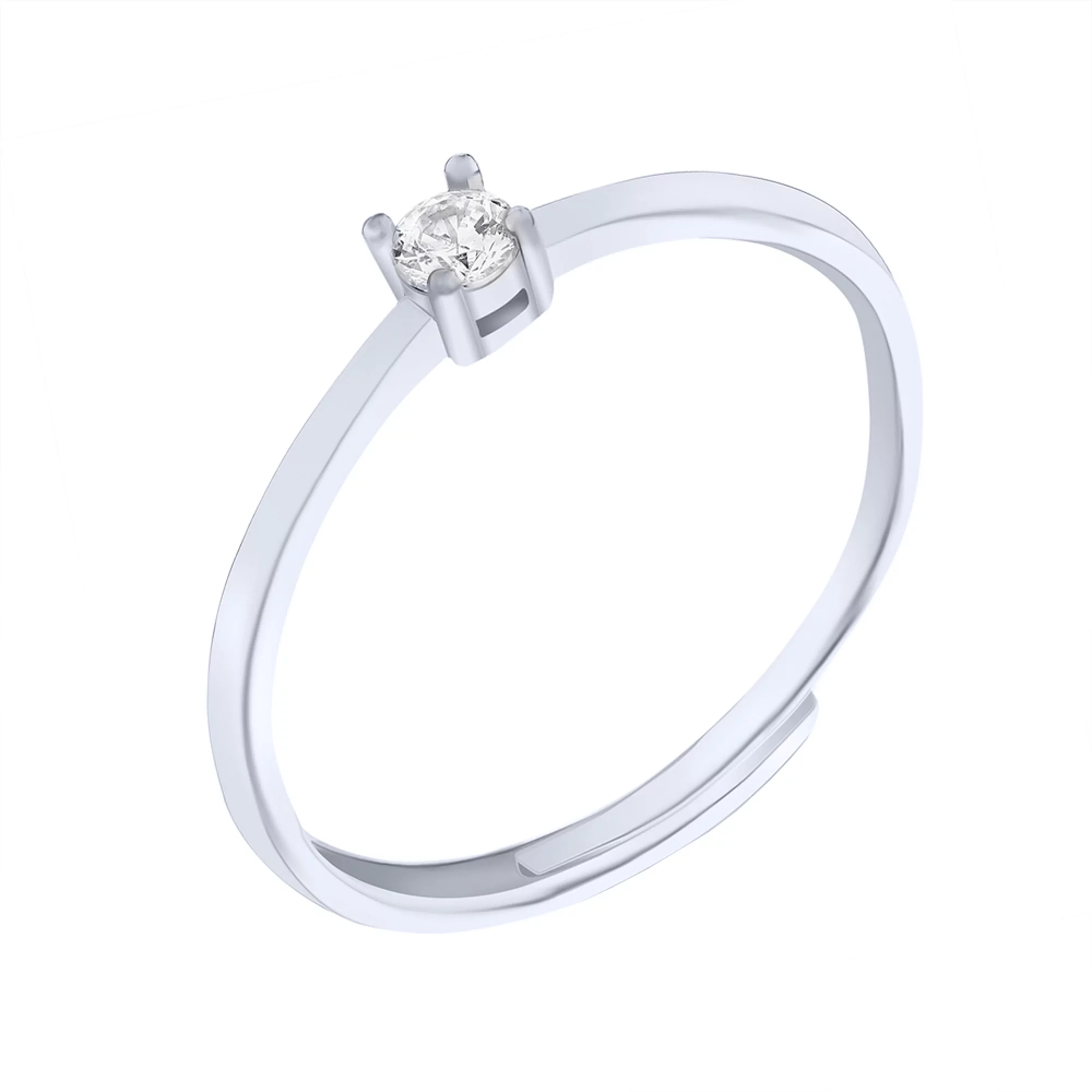 Кольцо для помолвки серебряное с фианитом - 1618168 – изображение 1