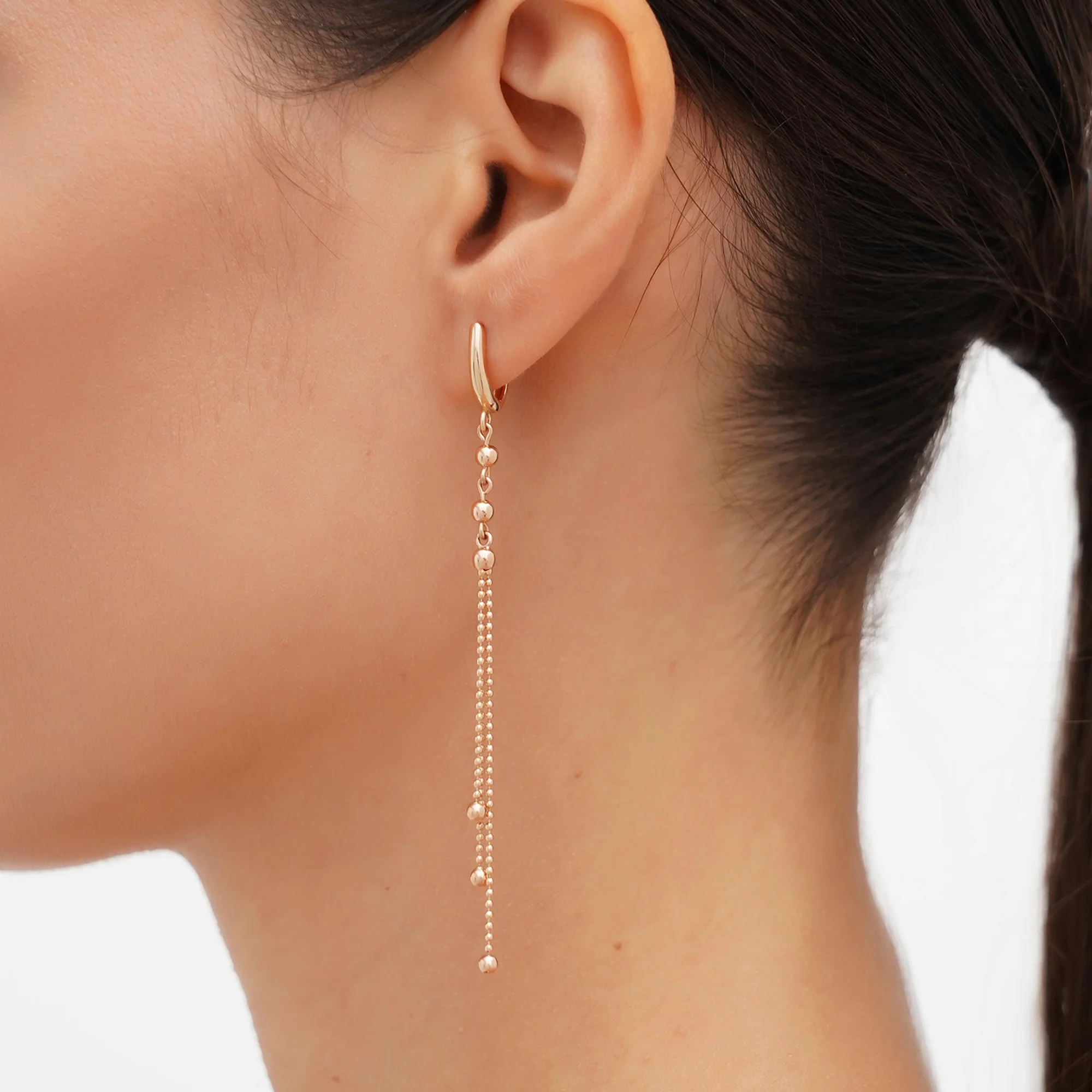 Сережки с подвесными шариками из красного золота - 1545580 - 1
