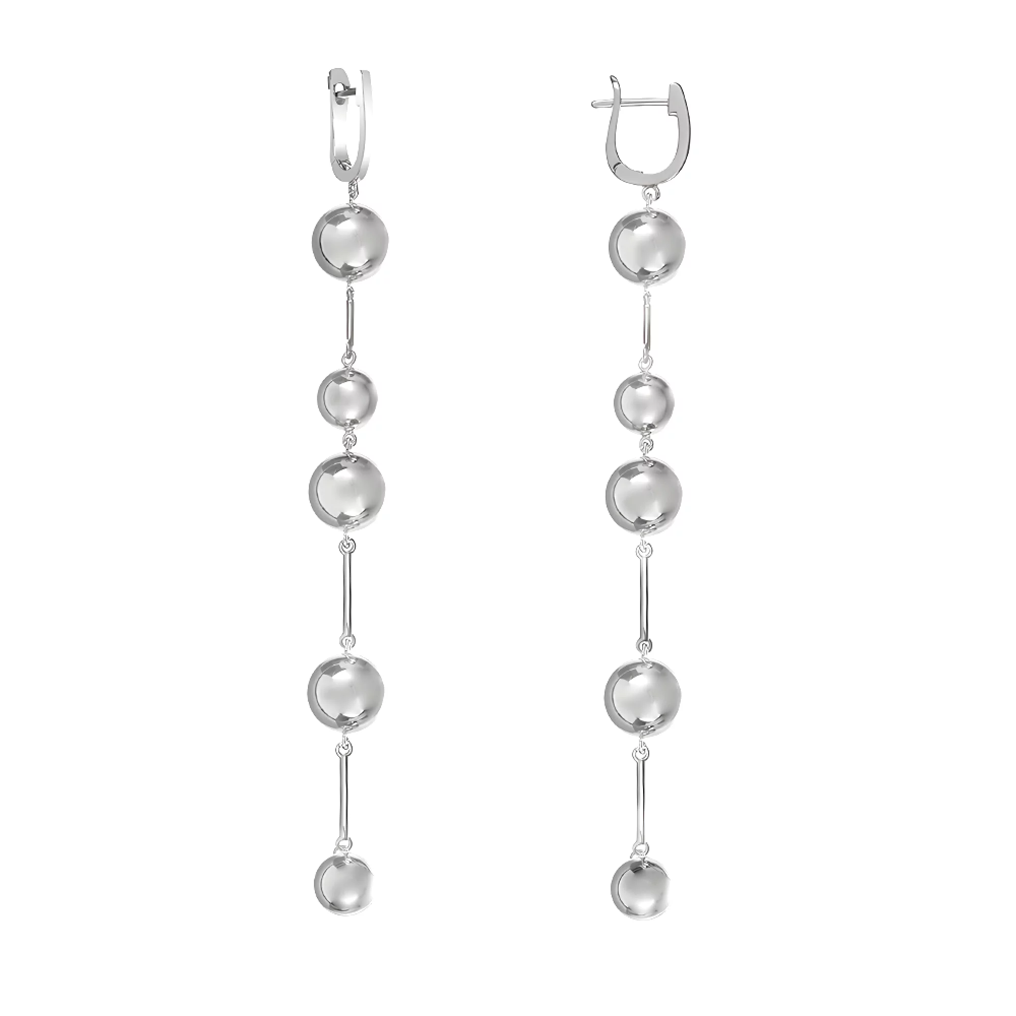 Сережки в сріблі з геометричними підвісами та фіанітами - 1585655 – зображення 1