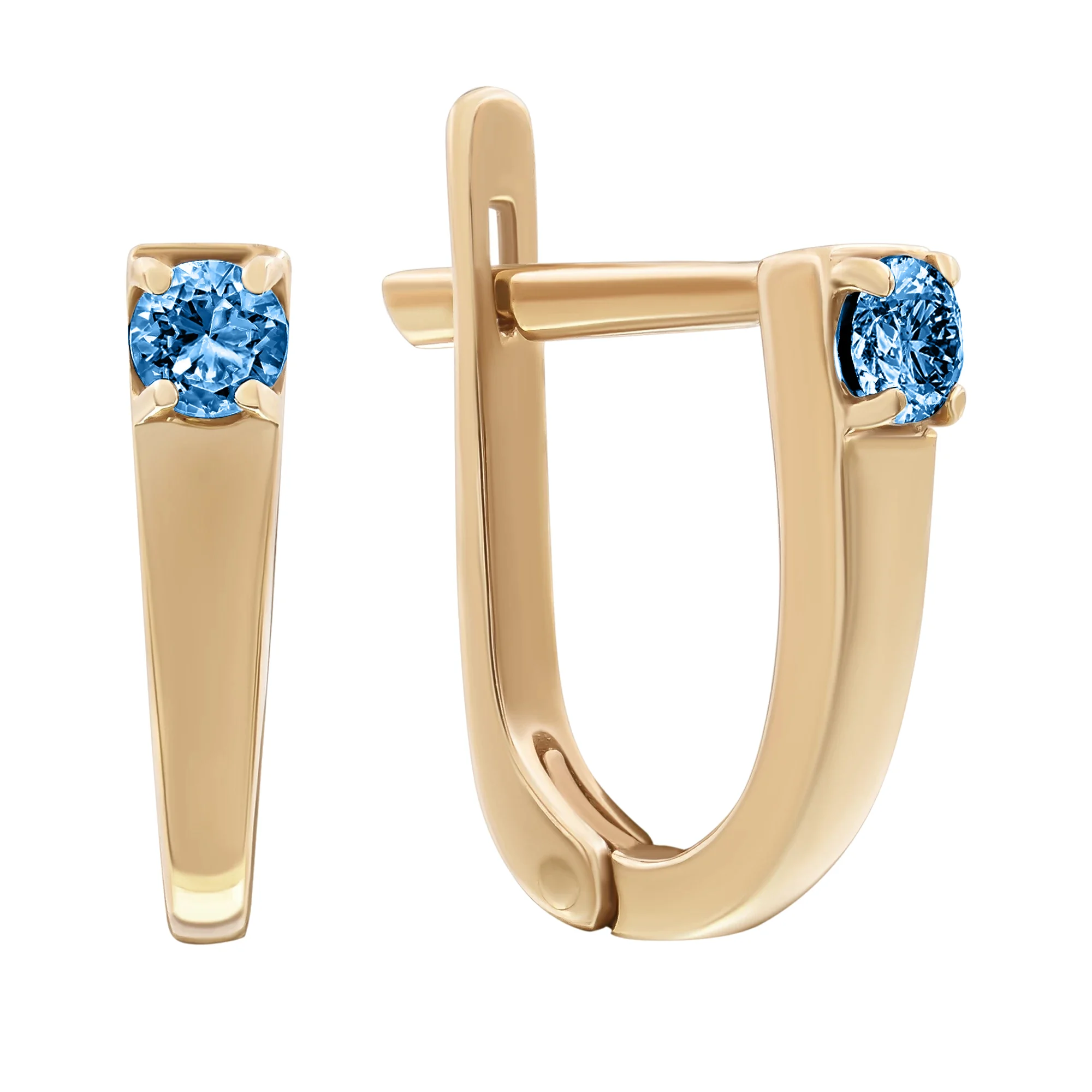 Сережки из красного золота с Лондон топазом - 406601 - 1
