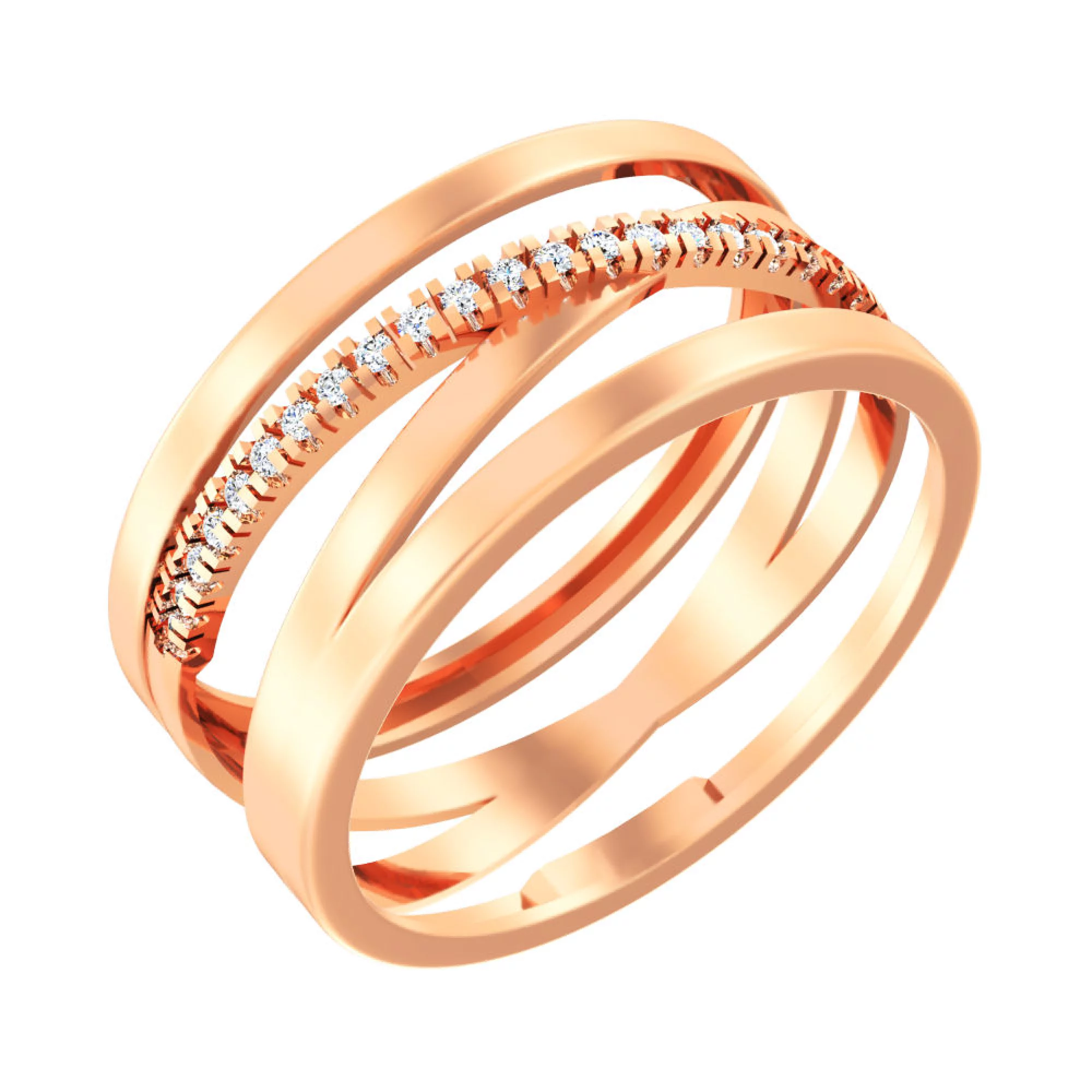 Кольцо из красного золота с фианитом - 970750 – изображение 1