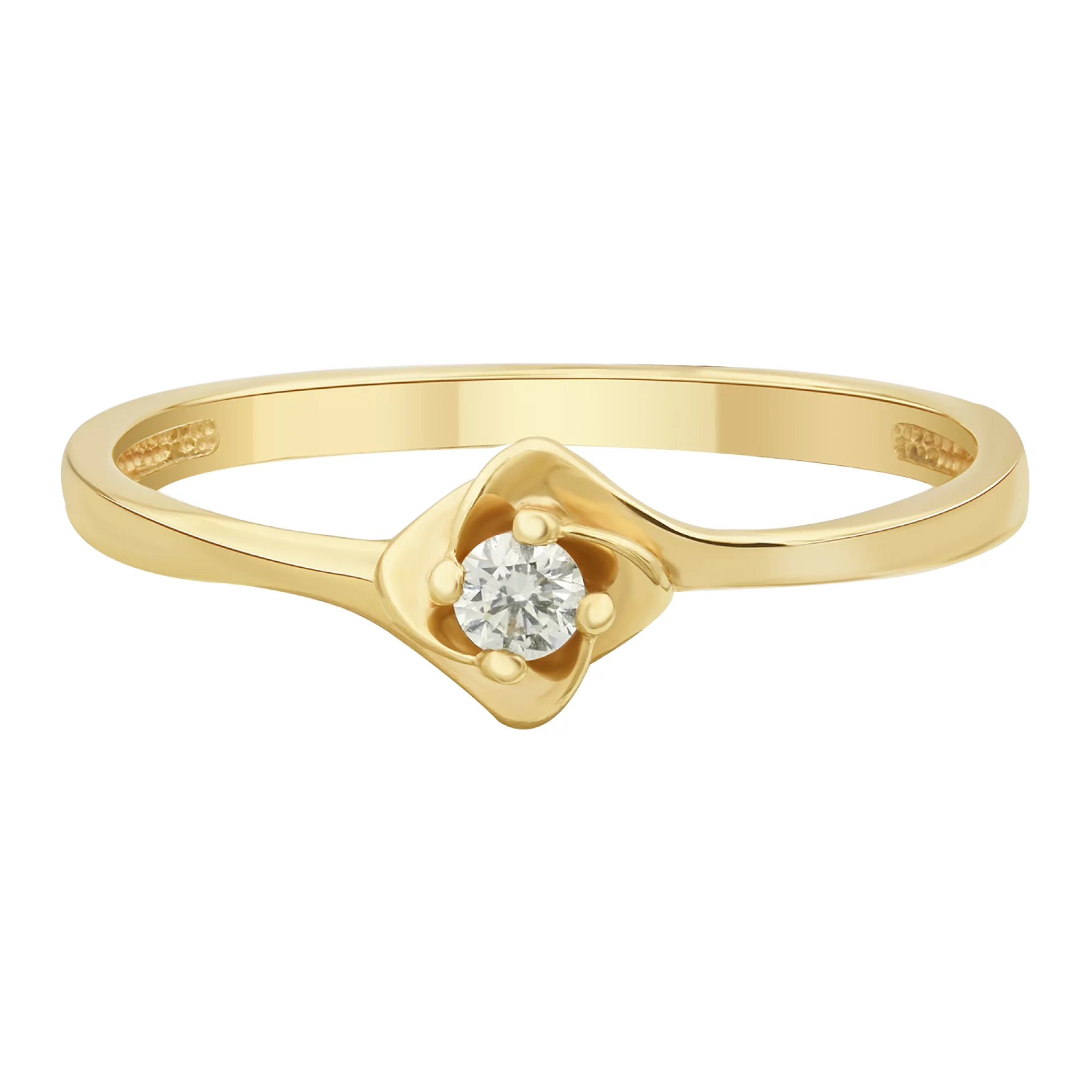 Кольцо золотое с бриллиантом - 474457 – изображение 2