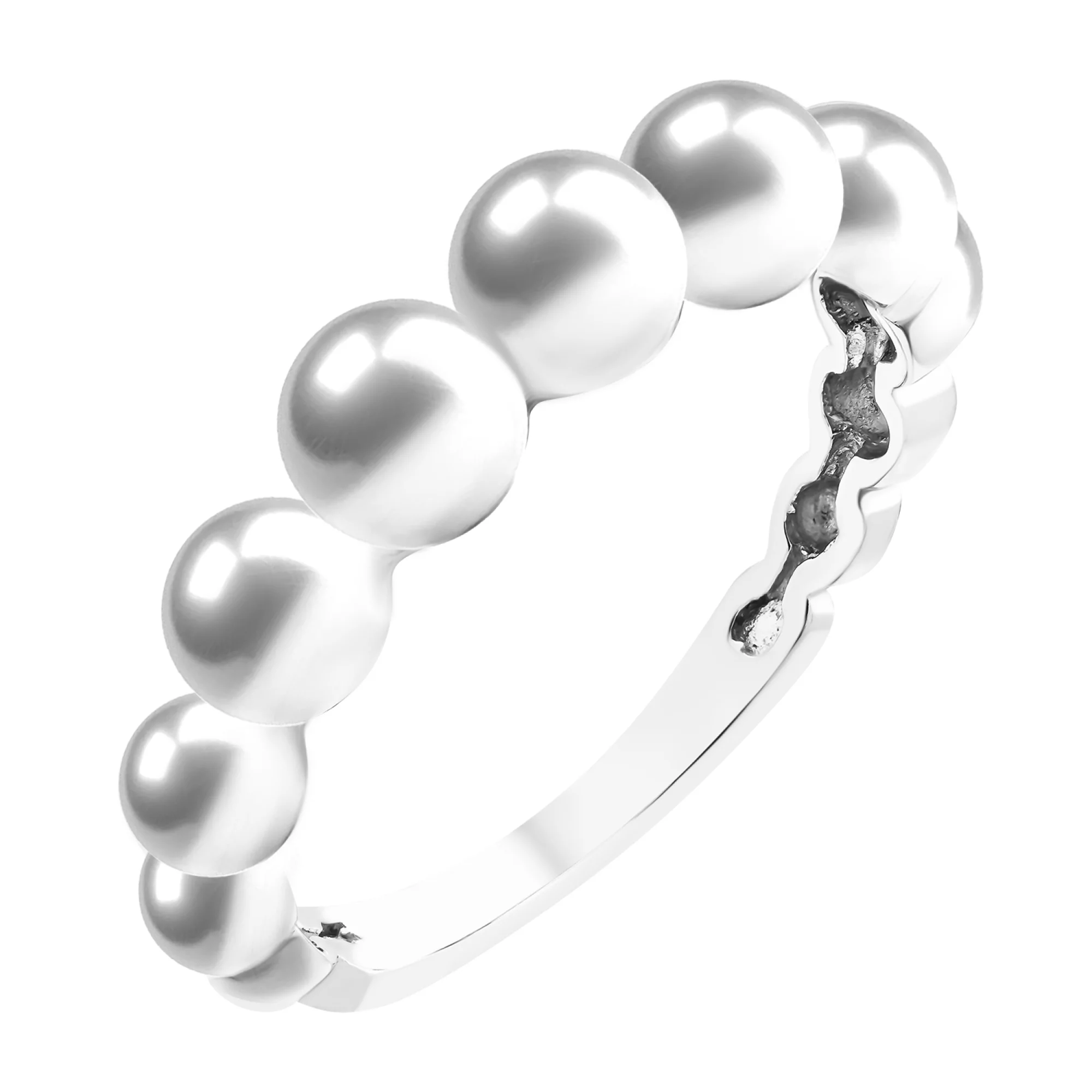 Кольцо из серебра с дорожкой шариков - 1520452 – изображение 1
