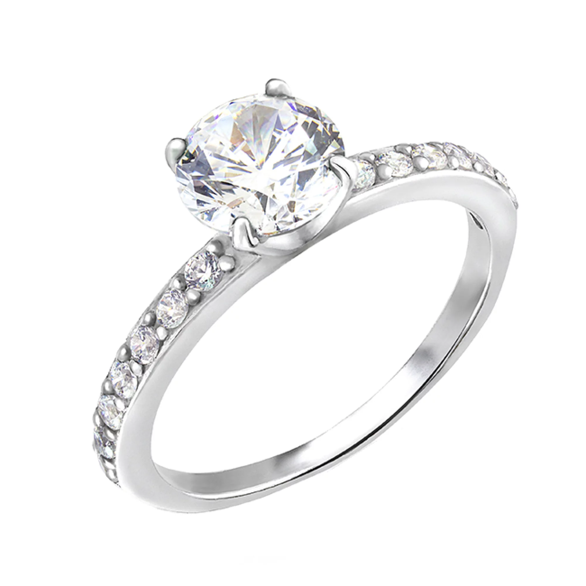 Серебряное кольцо с фианитом - 569586 – изображение 1
