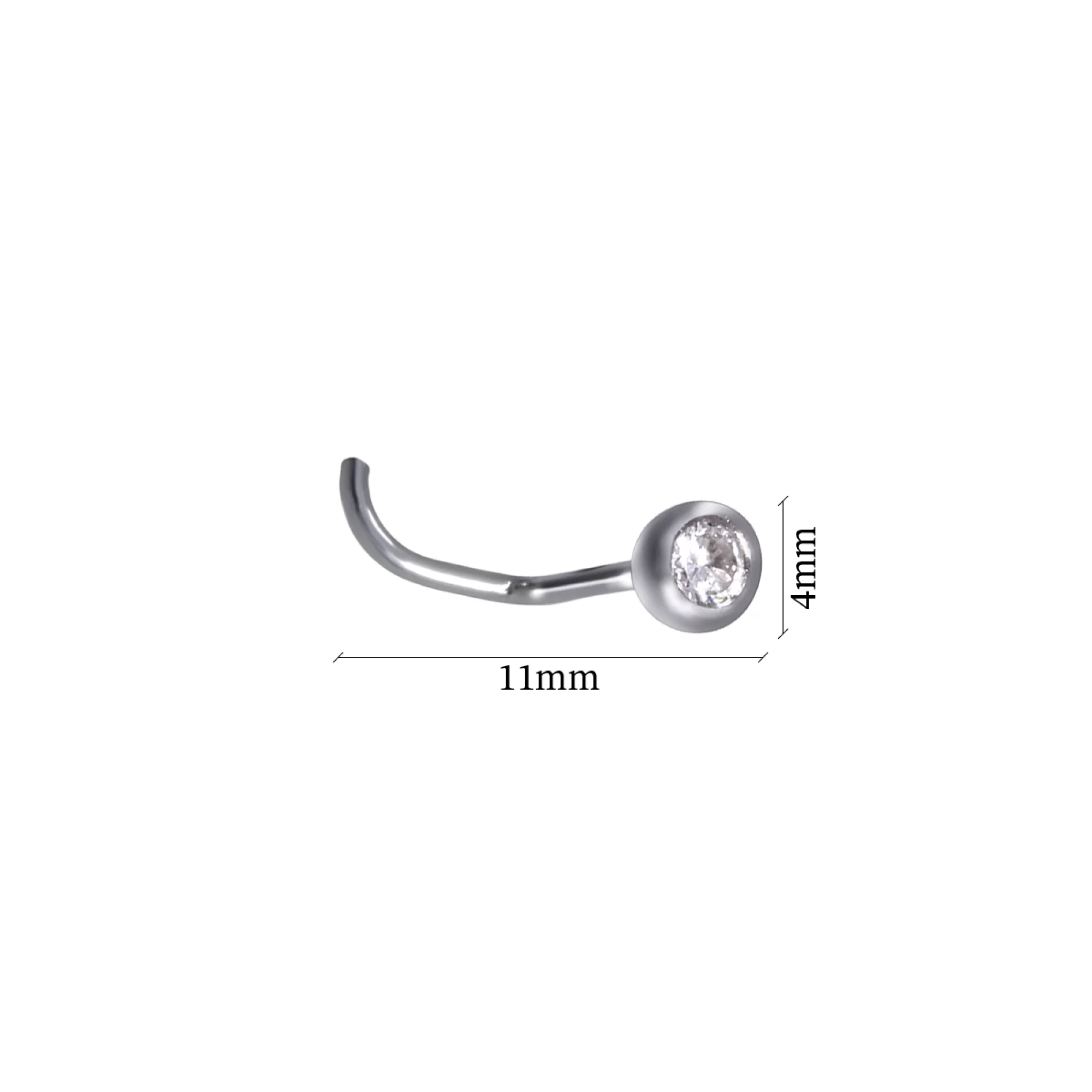 Пирсинг с нос серебряный с фианитом - 960991 – изображение 2