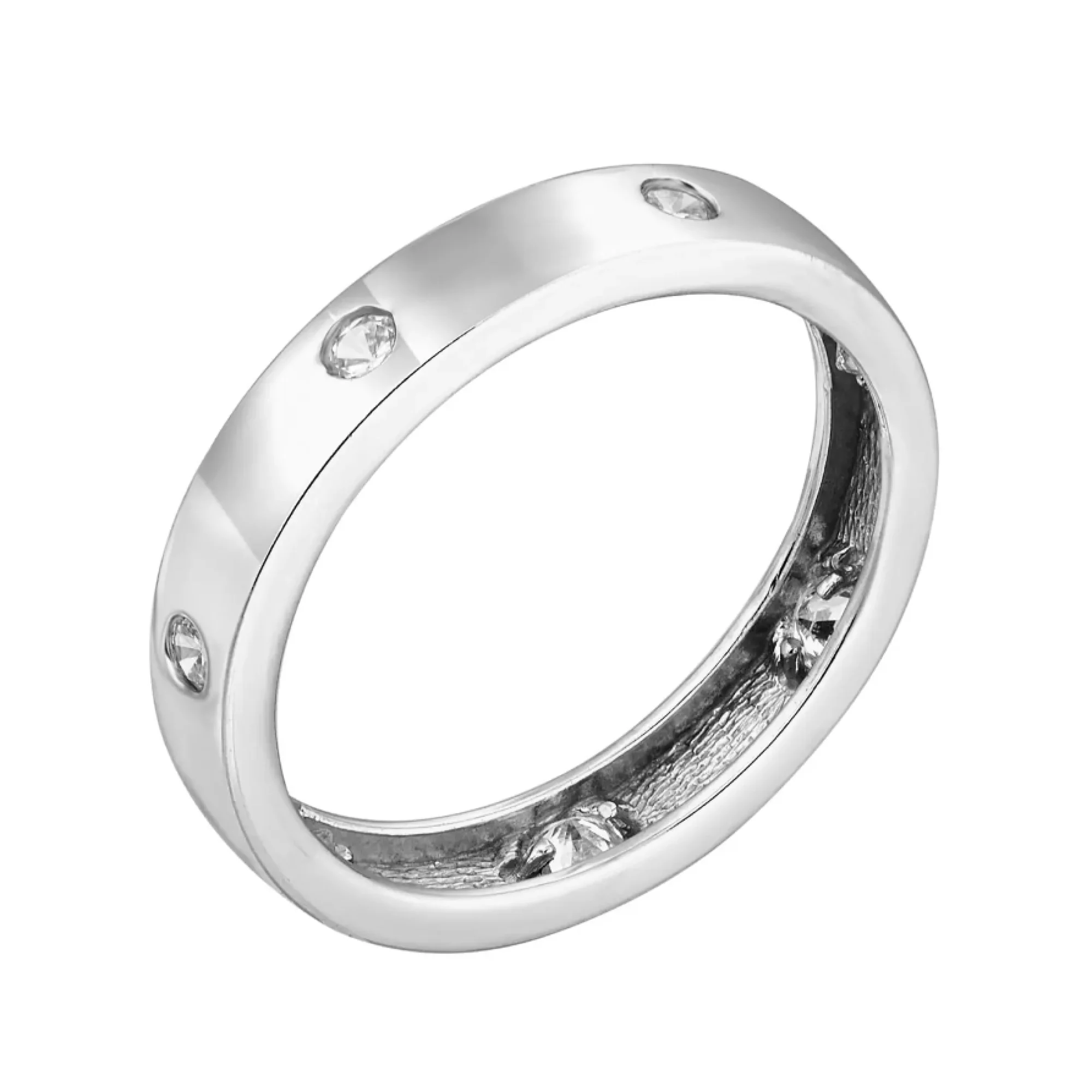 Кольцо из белого золота с фианитом - 965769 – изображение 1