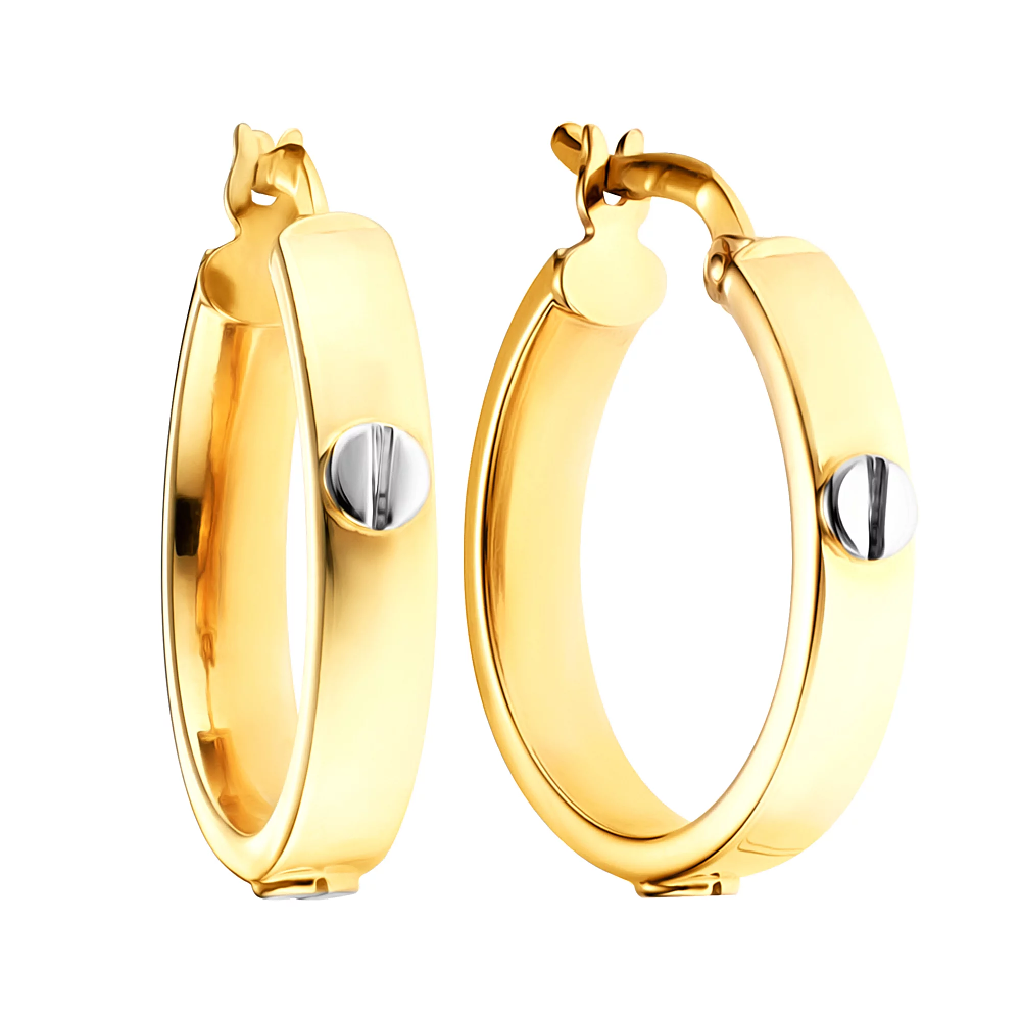 Сережки-кольца из комбинированого золота "Love" - 1097970 – изображение 1