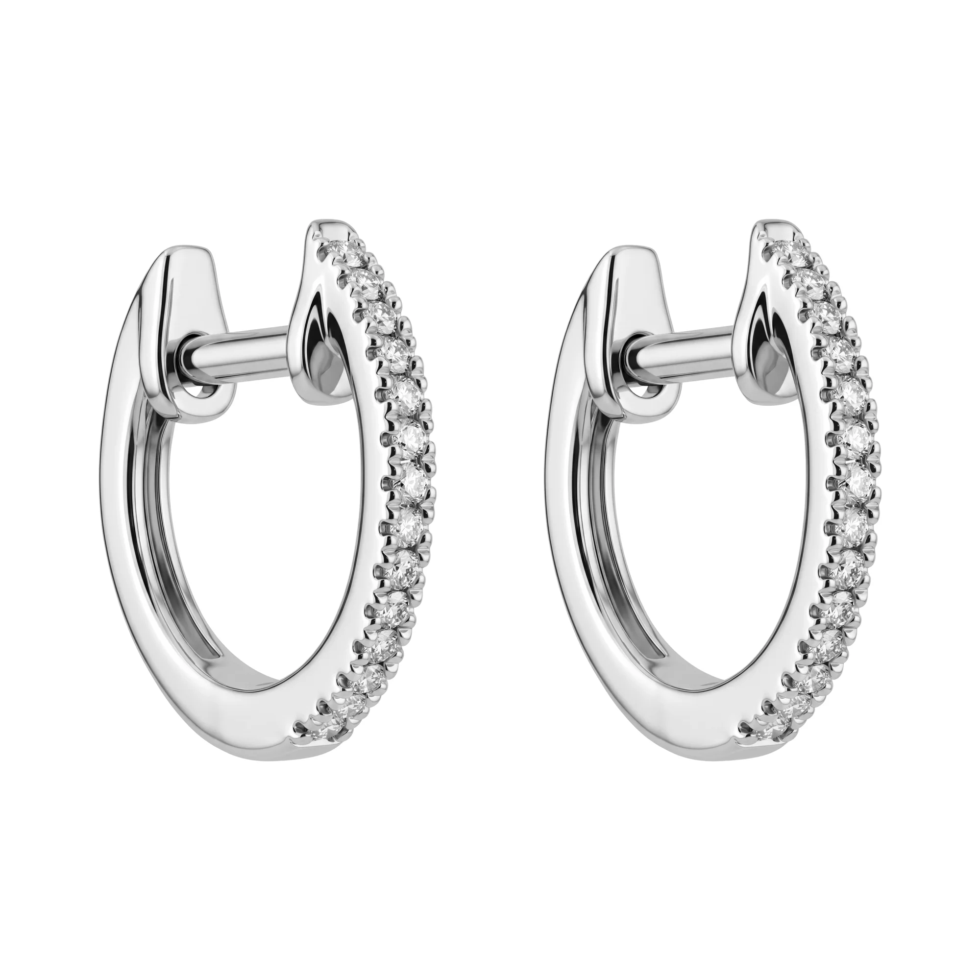 Сережки-кільця із білого золота з діамантами - 2126709 - 1