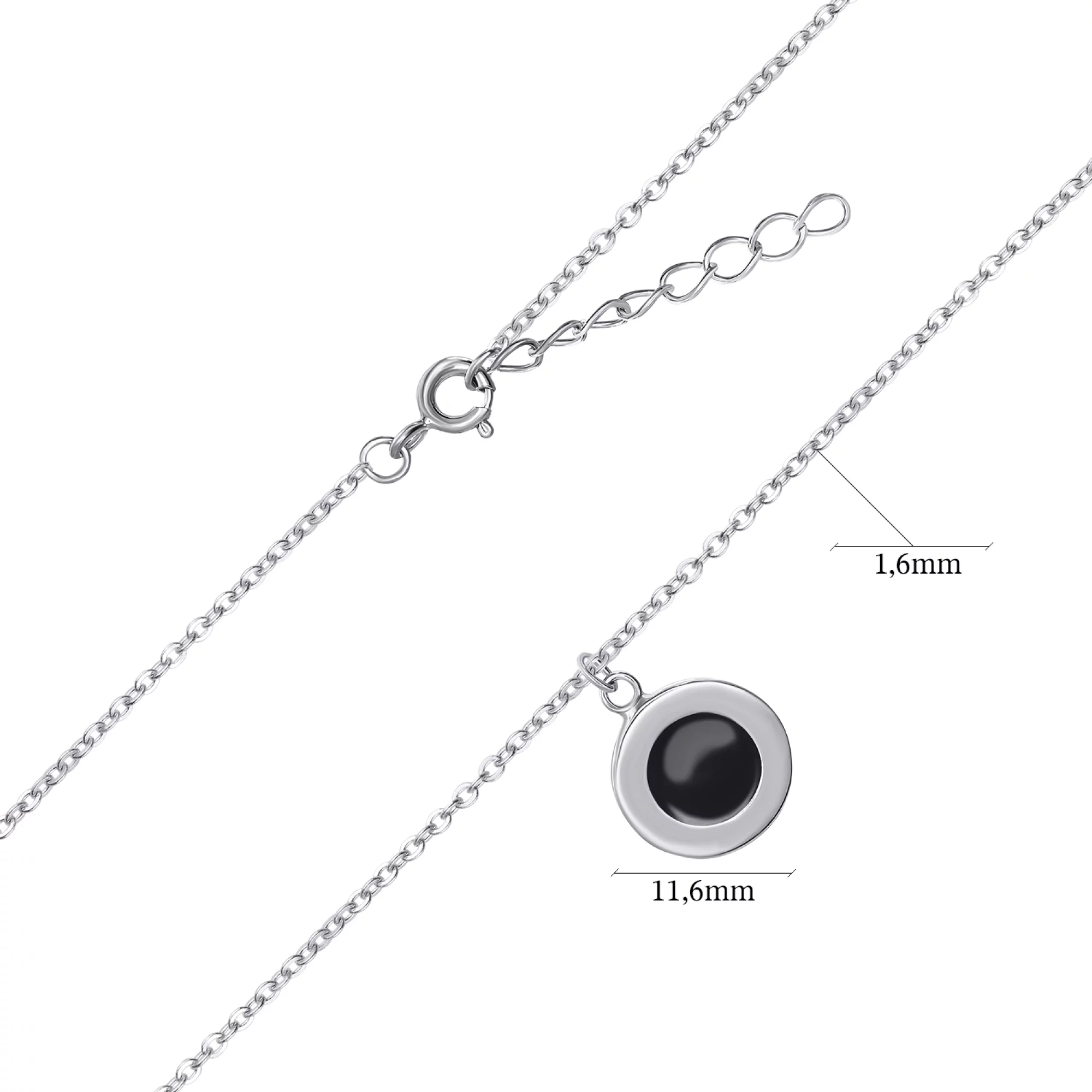 Цепочка с подвеской из серебра с эмалью "Круг" якорное плетение - 1468819 – изображение 3