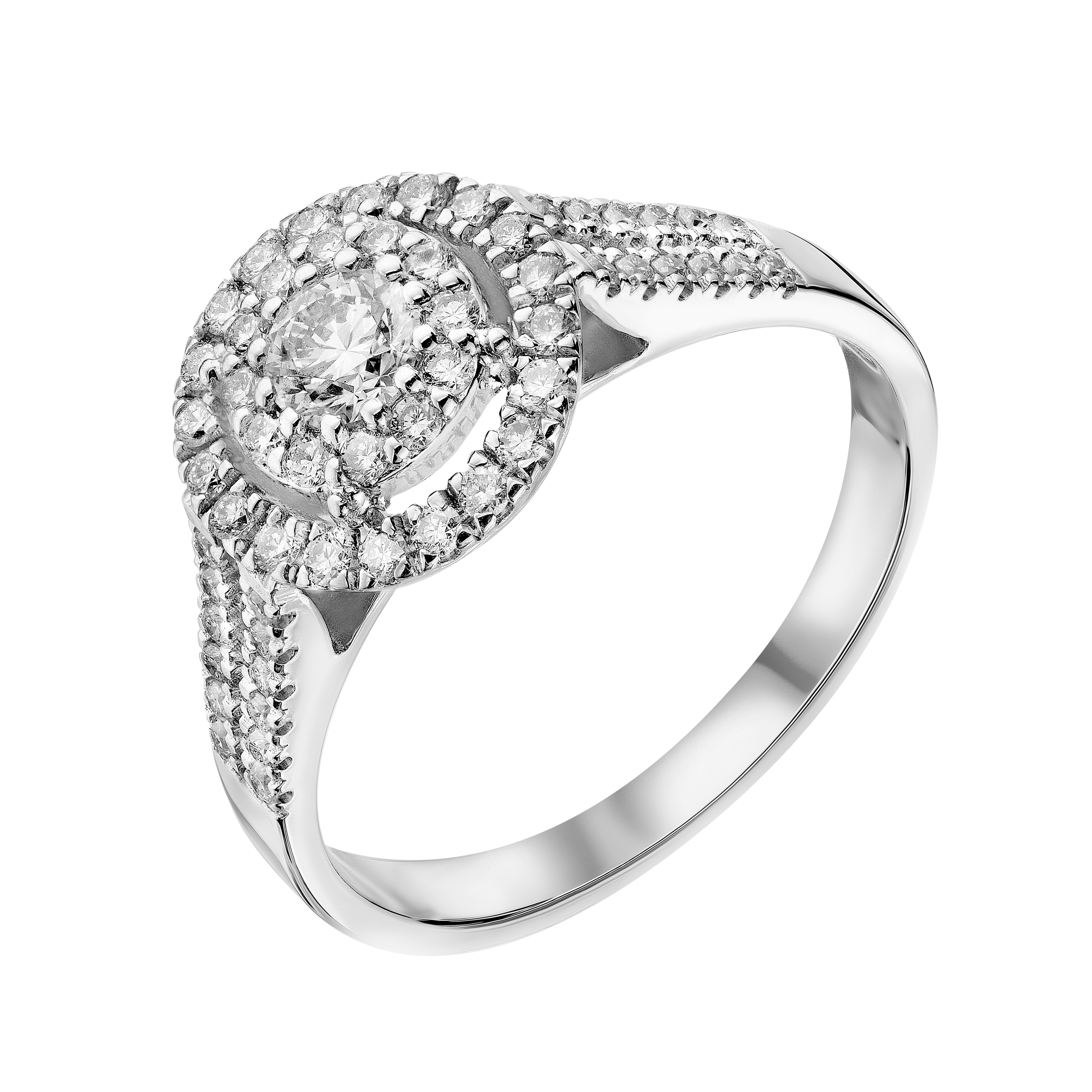 Масивне кільце з білого золота з розсипом фіанітів