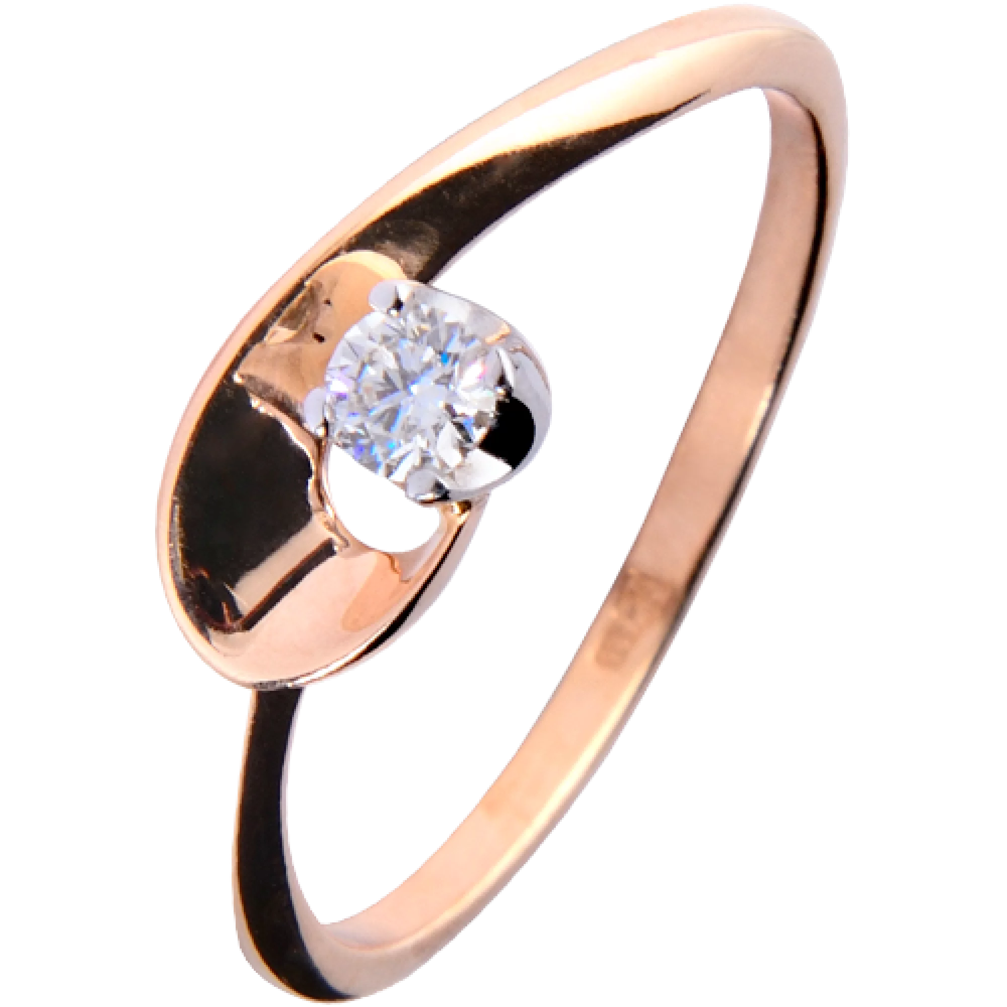 Золотое кольцо с бриллиантом - 474413 – изображение 1