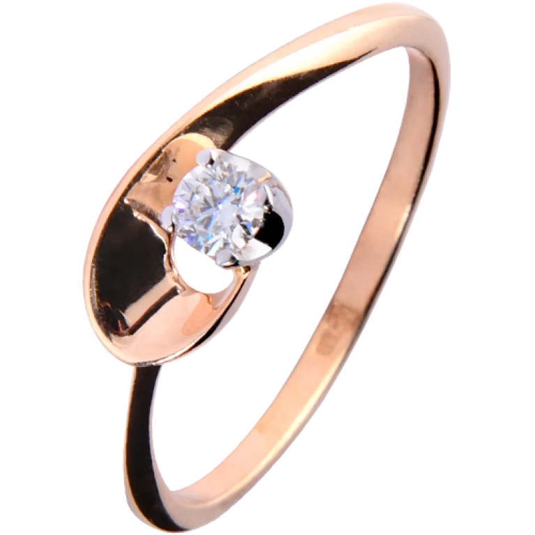 Золота каблучка з діамантом. Артикул 52193/3: ціна, відгуки, фото – купити в інтернет-магазині AURUM
