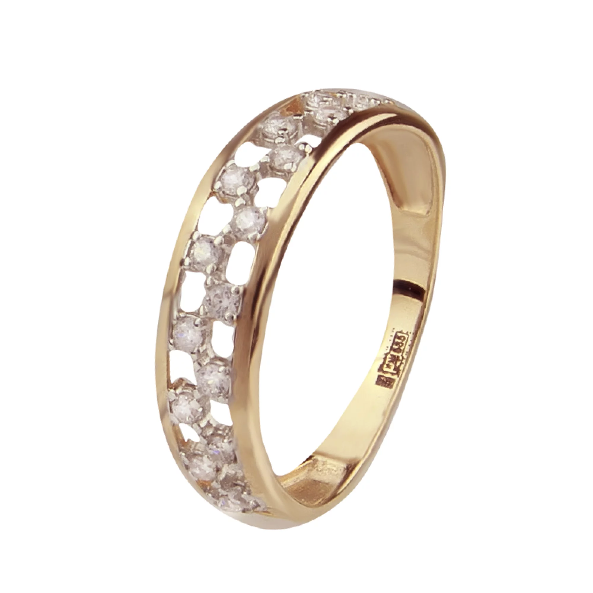Золотое кольцо с фианитами - 796771 – изображение 1