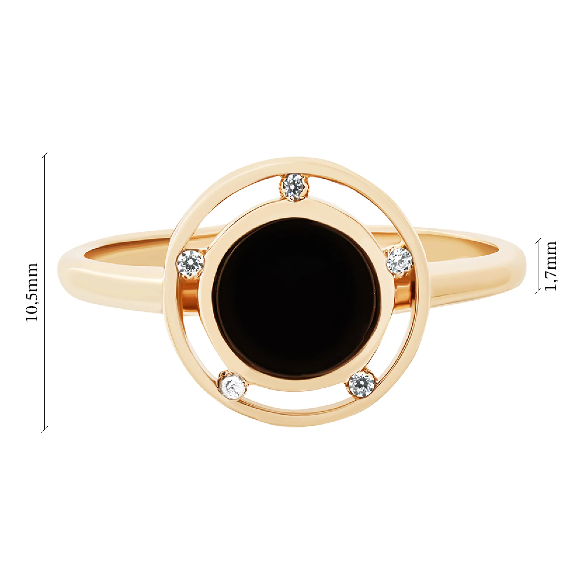 Золотое кольцо с фианитами и агатом - 1511165 – изображение 3