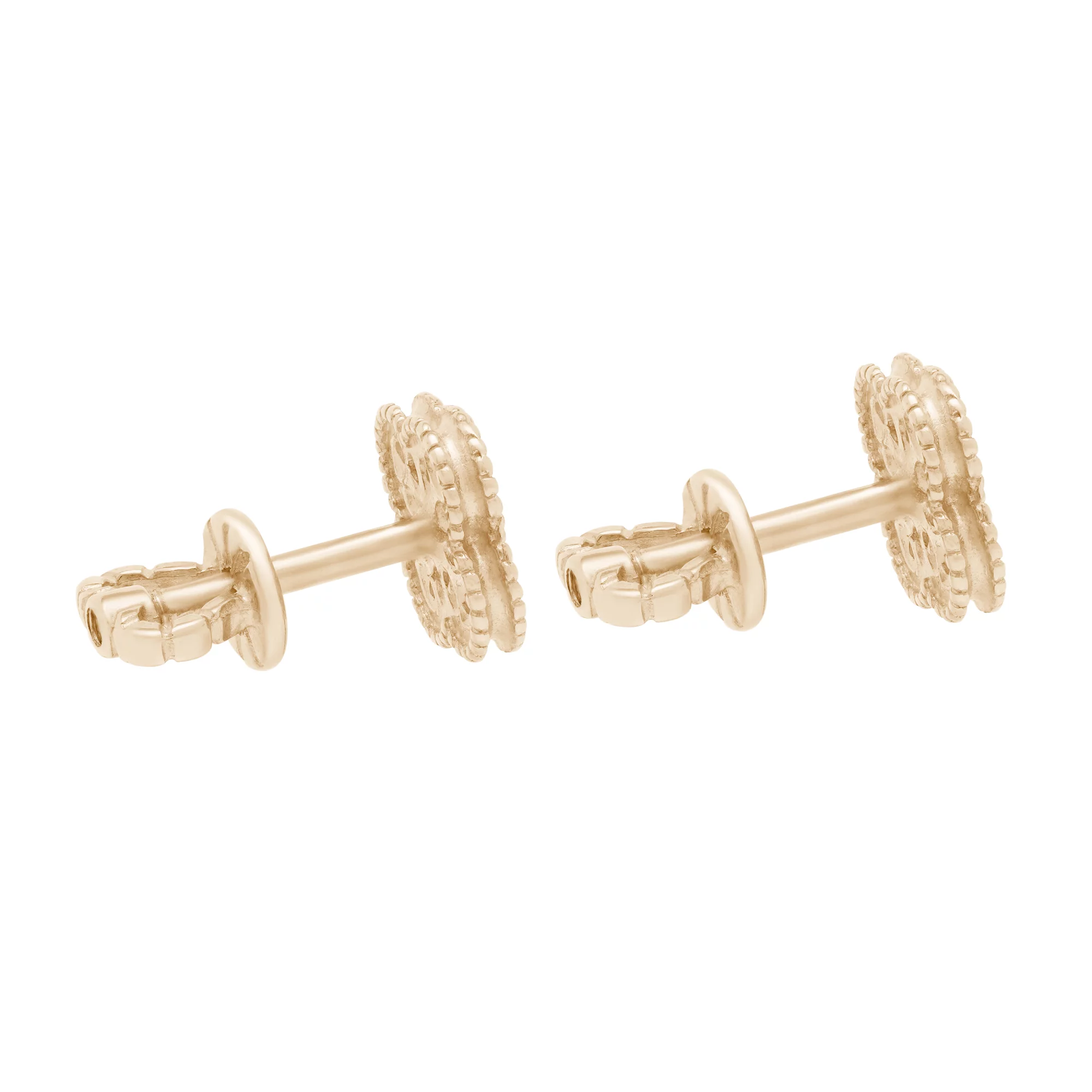 Сережки-гвоздики "Клевер" с фианитами из красного золота - 1659537 – изображение 4