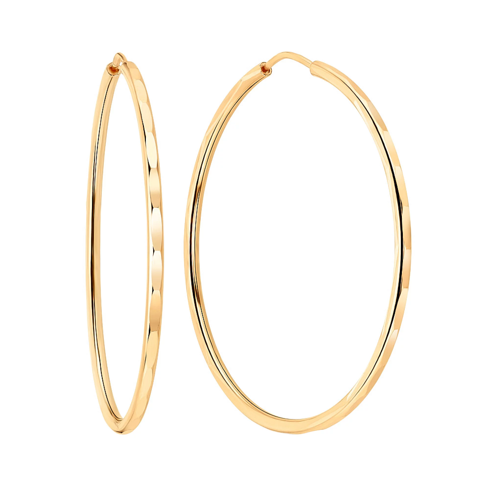 Золотые серьги-кольца с алмазной гранью - 1502459 – изображение 1
