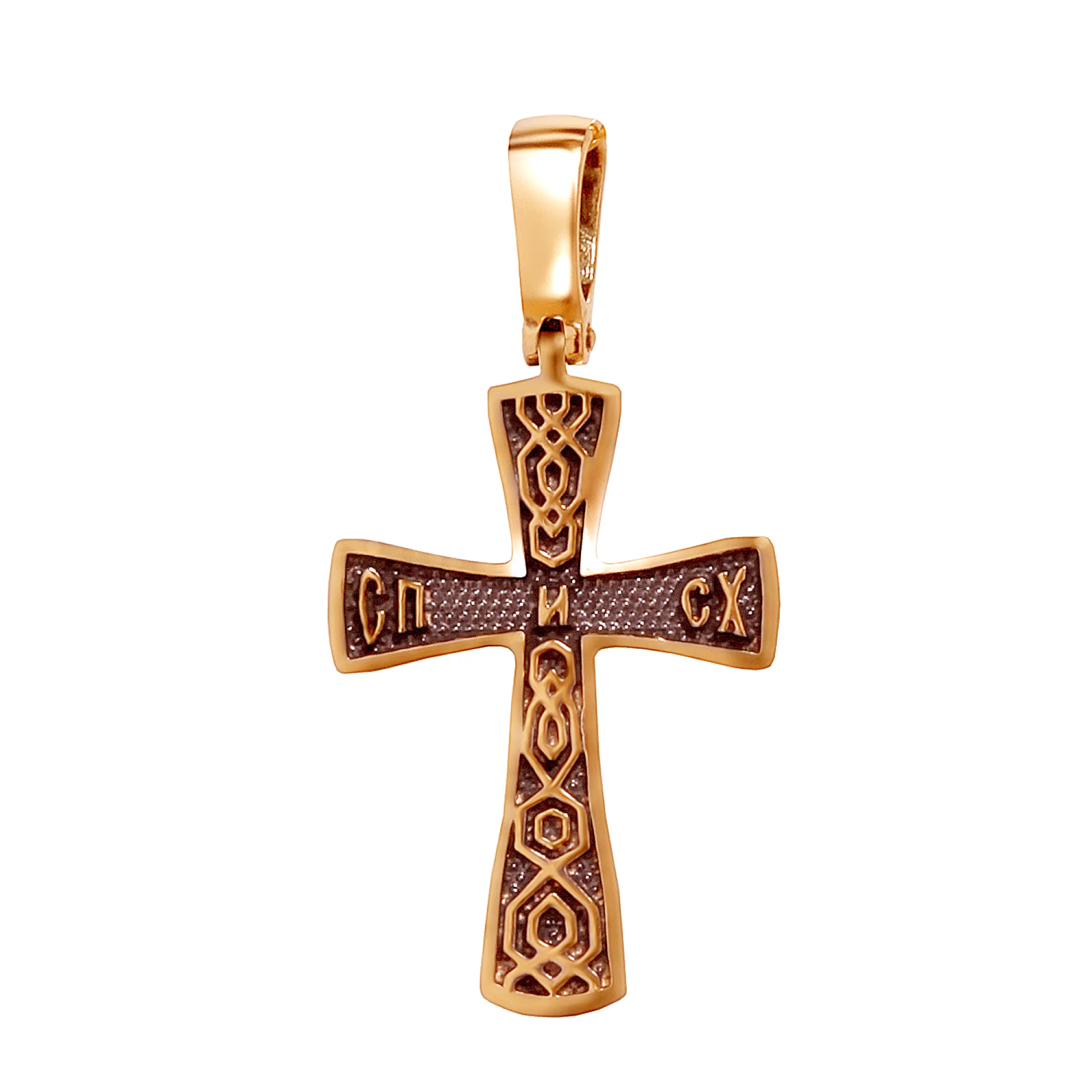 Крестик из комбинированного золота с чернением - 966471 – изображение 2