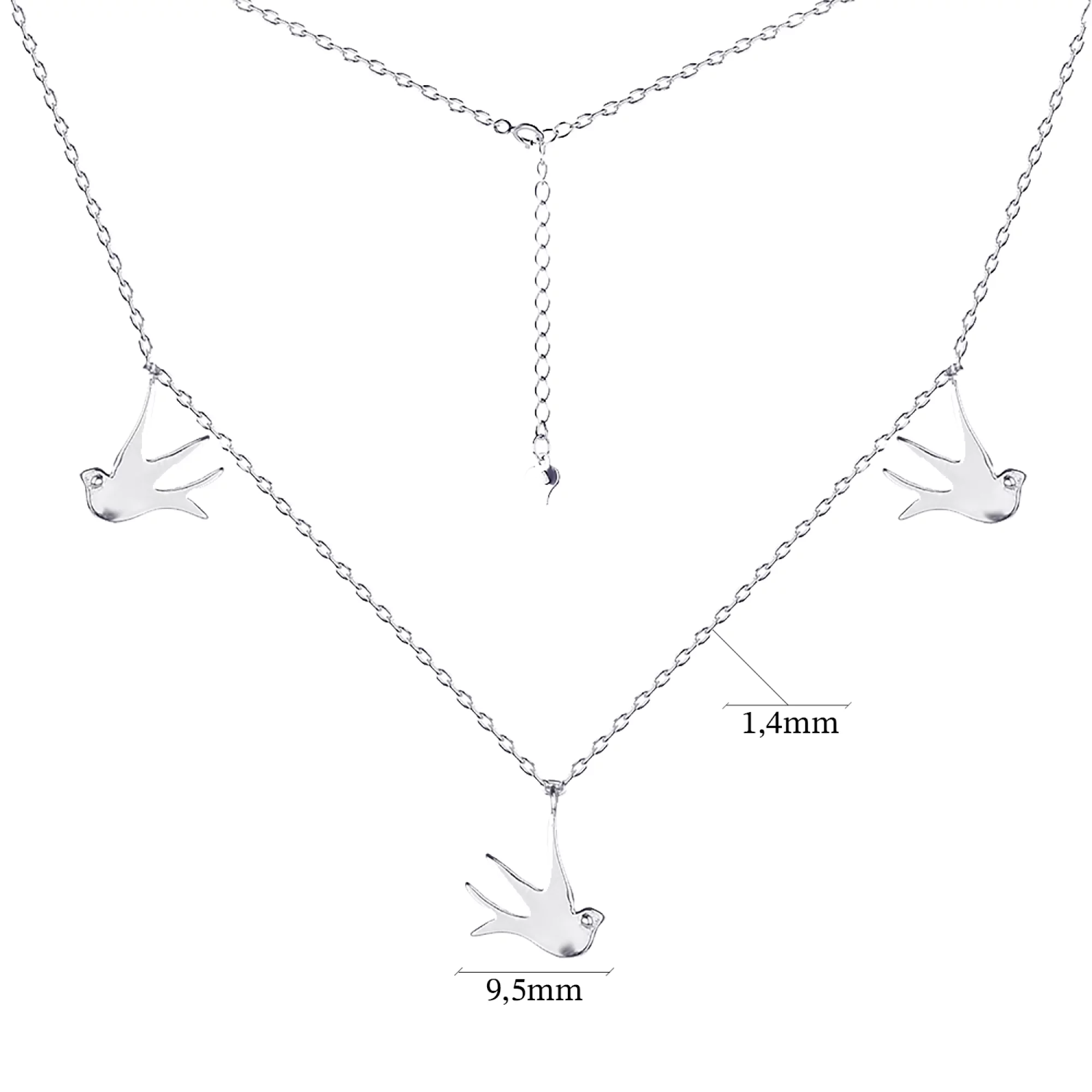 Колье серебряное "Ласточки" якорное плетение - 1418451 – изображение 2