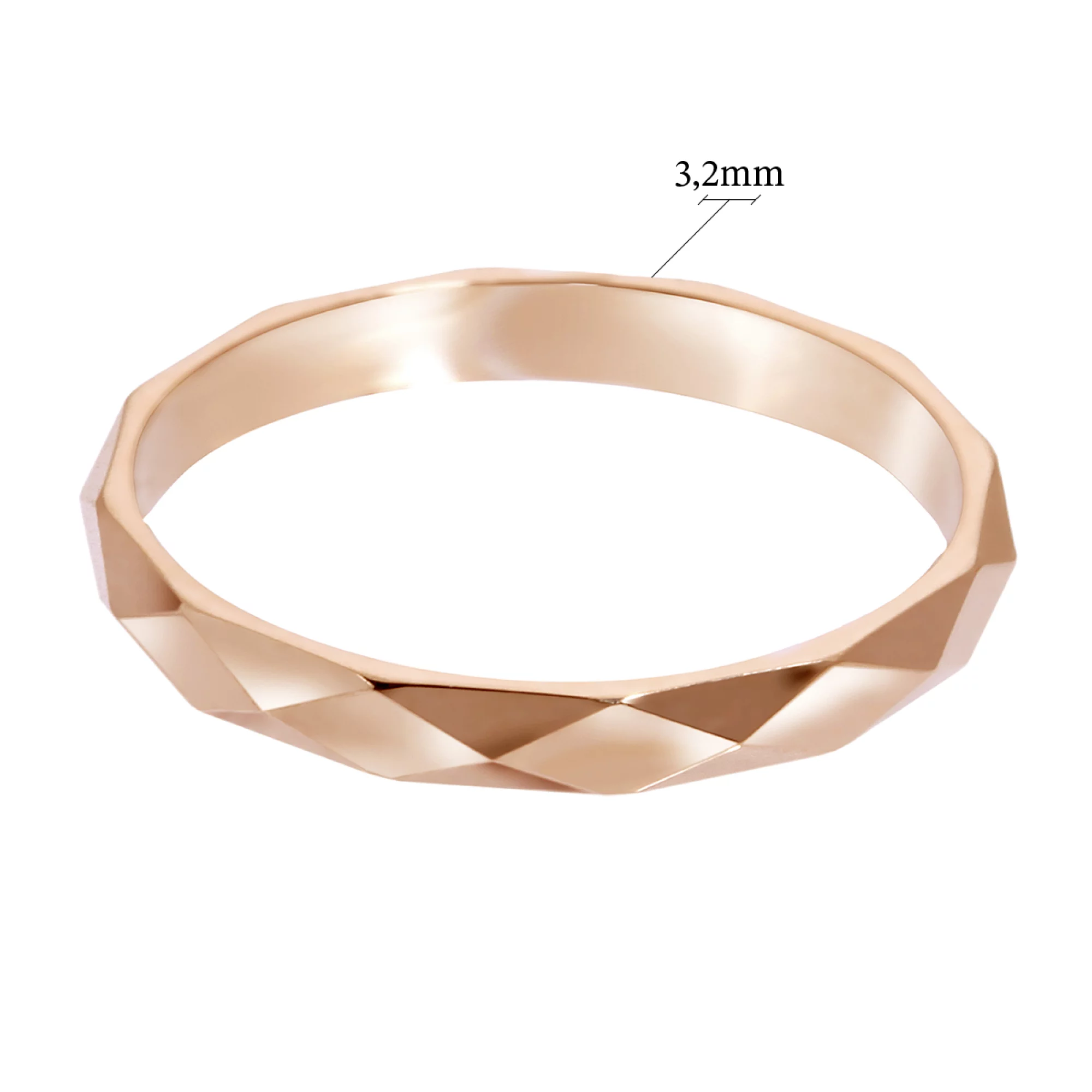Обручальное кольцо из красного золота с гранями американка - 968100 – изображение 3