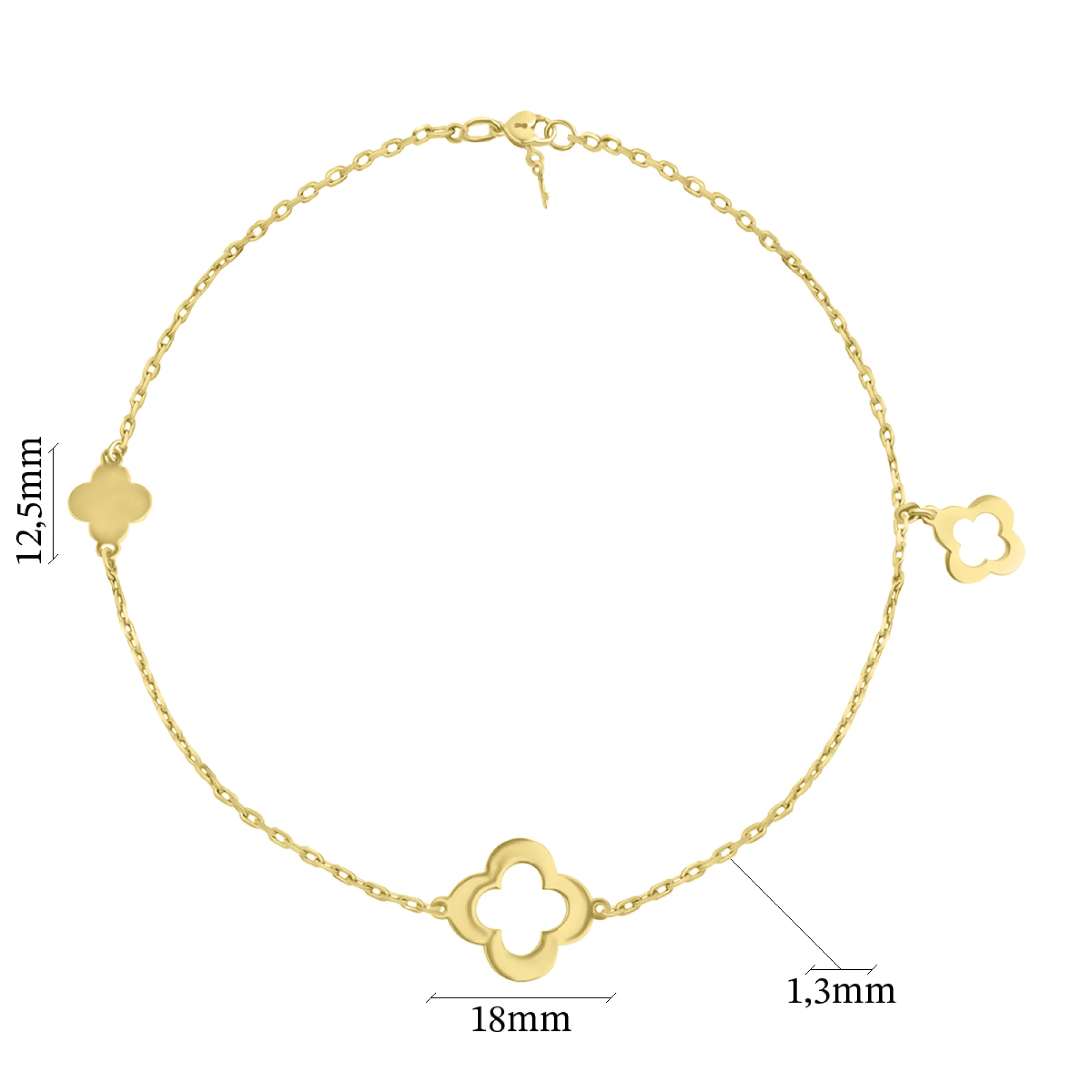 Браслет из лимонного золота "Клевер" якорное плетение - 964602 – изображение 2