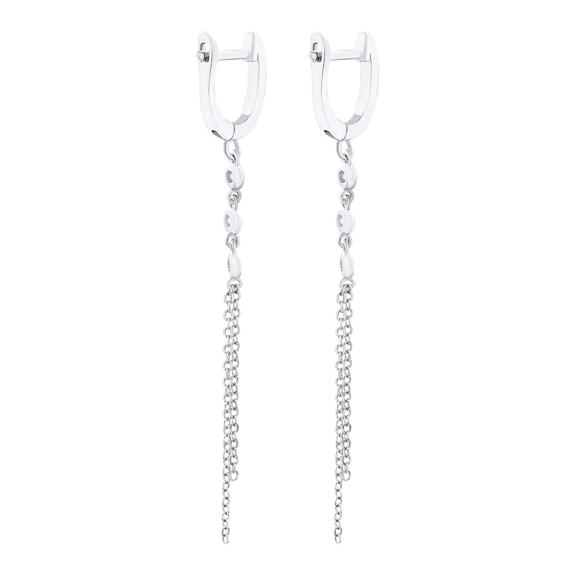 Серьги из серебра с подвесками "Цепочки" с фианитами - 1520782 - 2